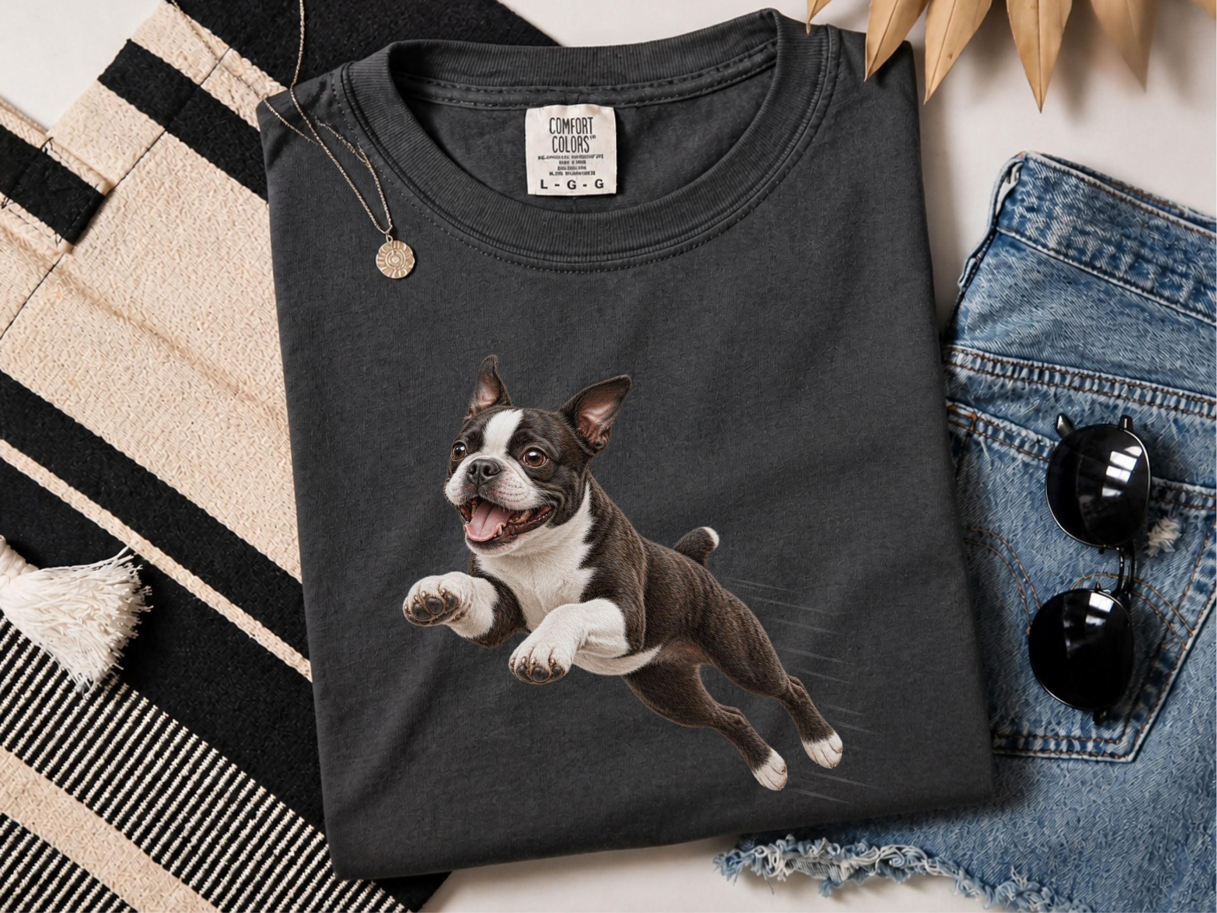 Running Boston Terrier Speed Lines doodle dog shirt - photo 5