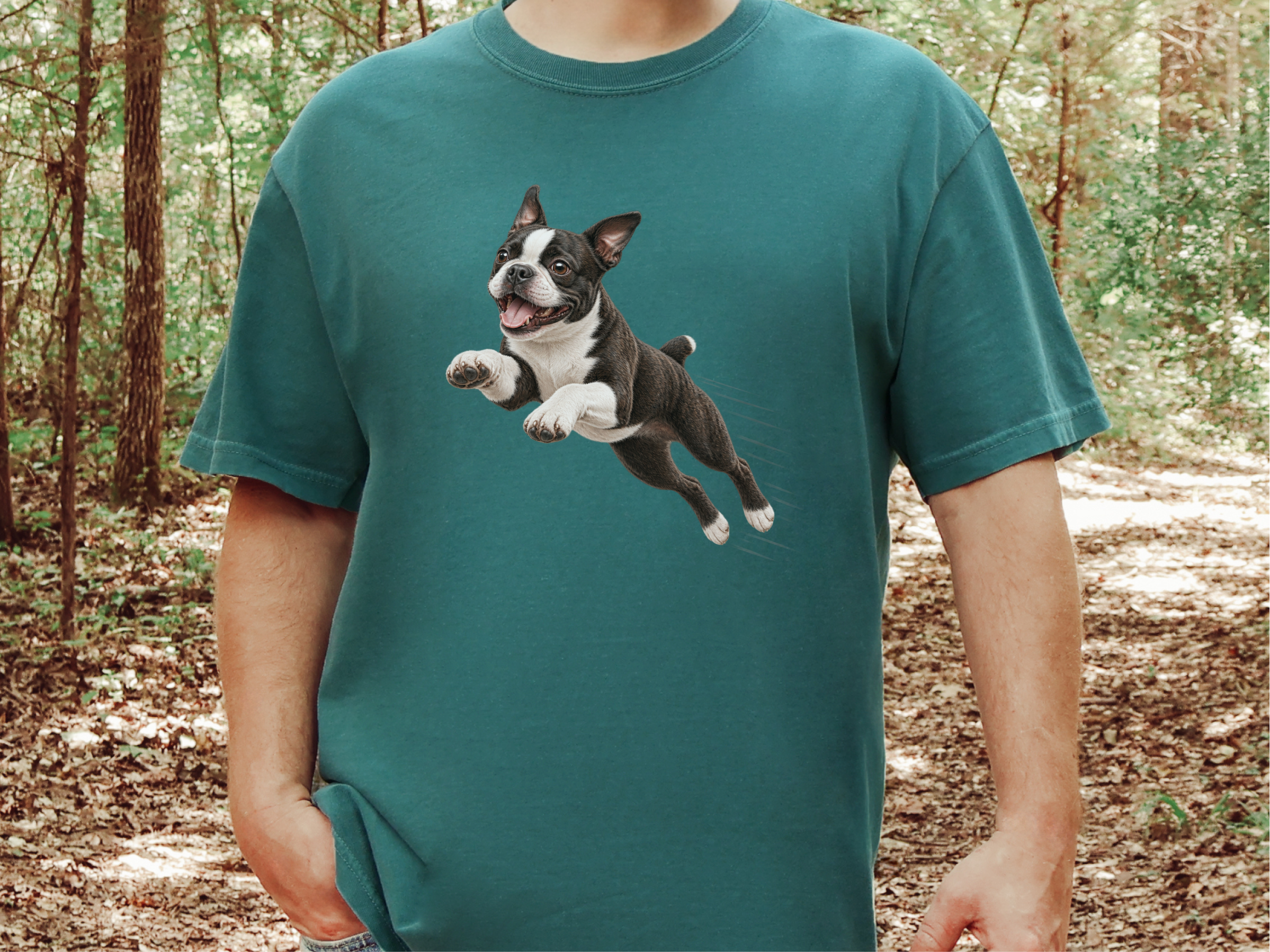Running Boston Terrier Speed Lines doodle dog shirt - photo 8
