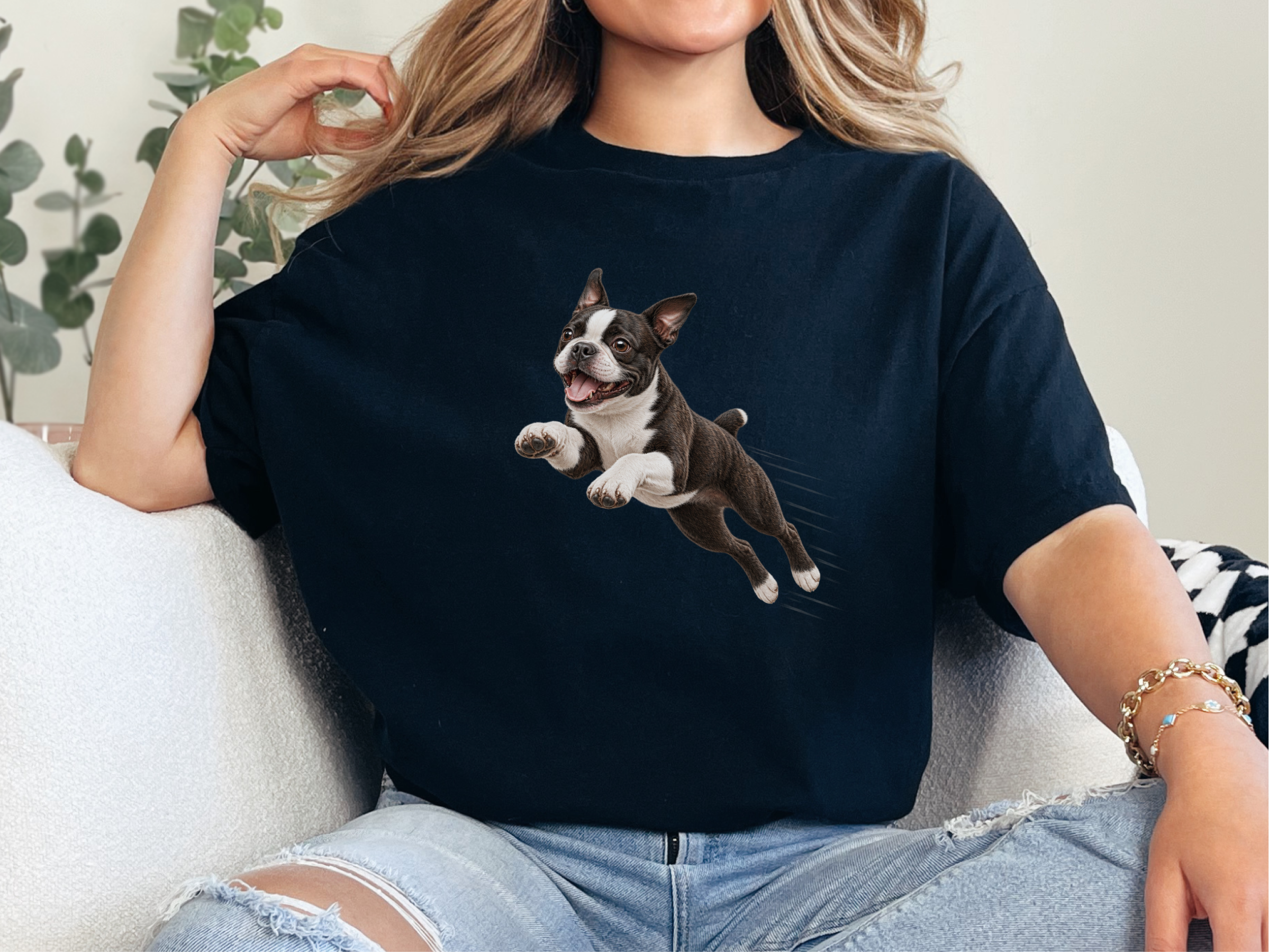 Running Boston Terrier Speed Lines doodle dog shirt - photo 4