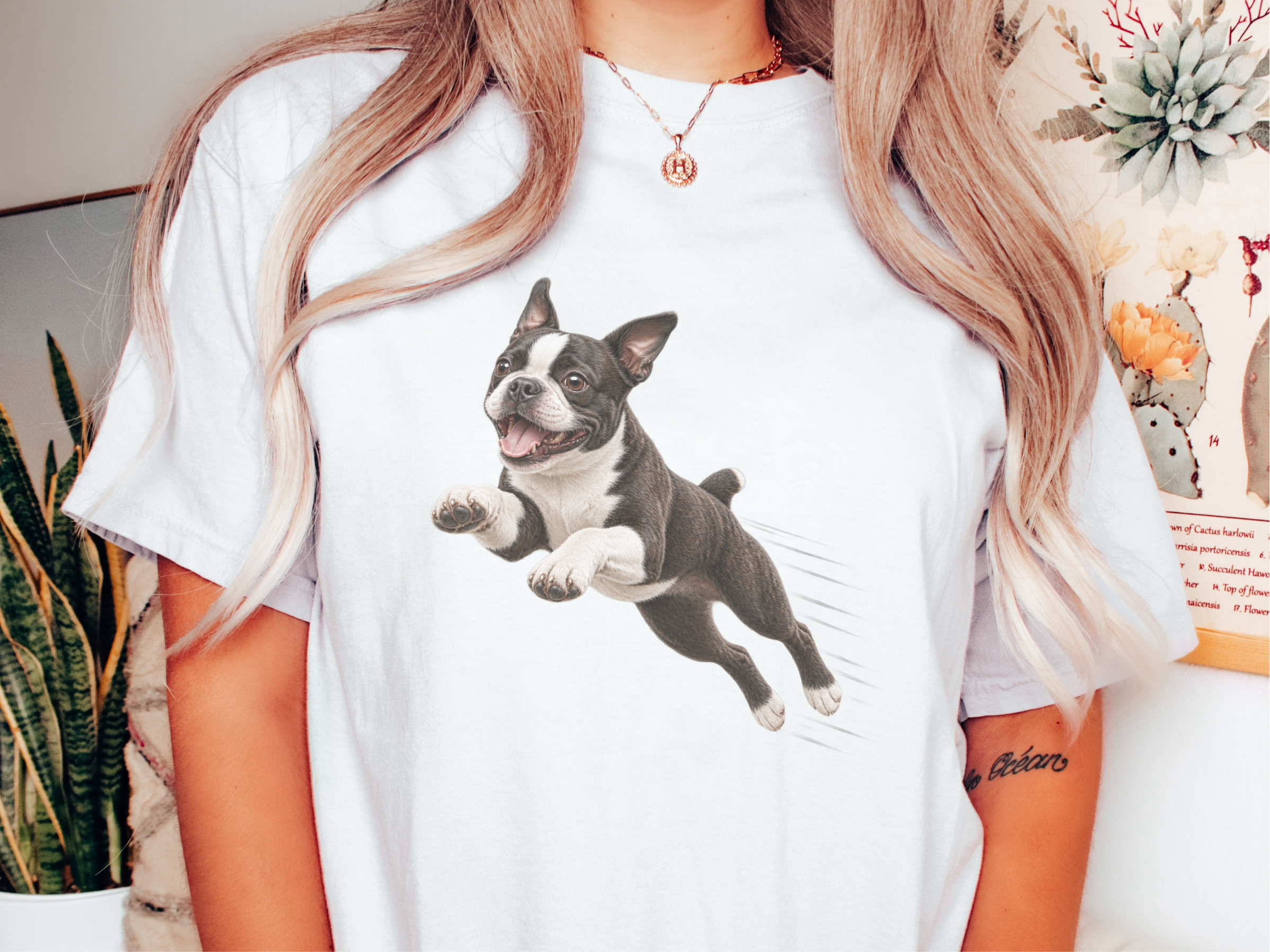 Running Boston Terrier Speed Lines doodle dog shirt - photo 1