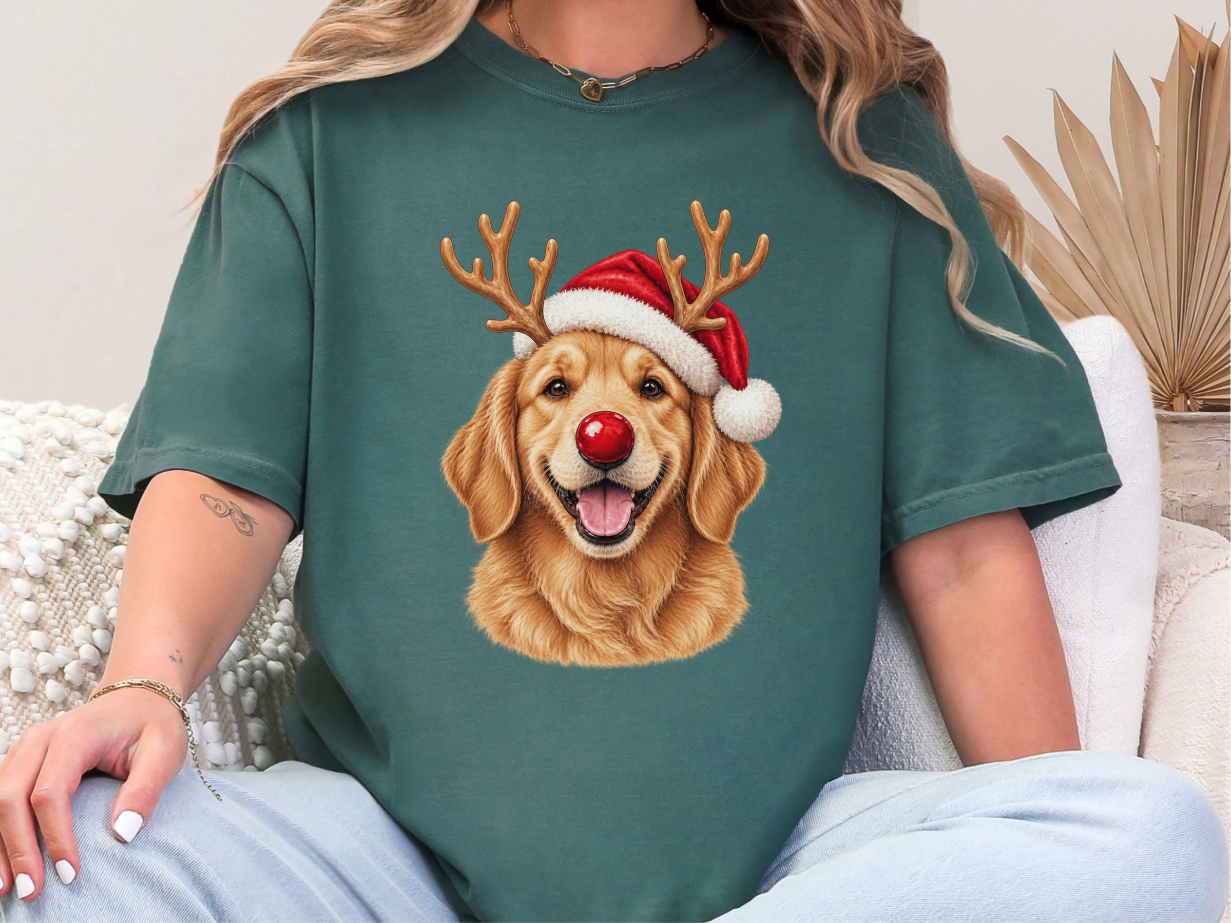 Golden Retriever Christmas Reindeer doodle dog shirt - photo 6