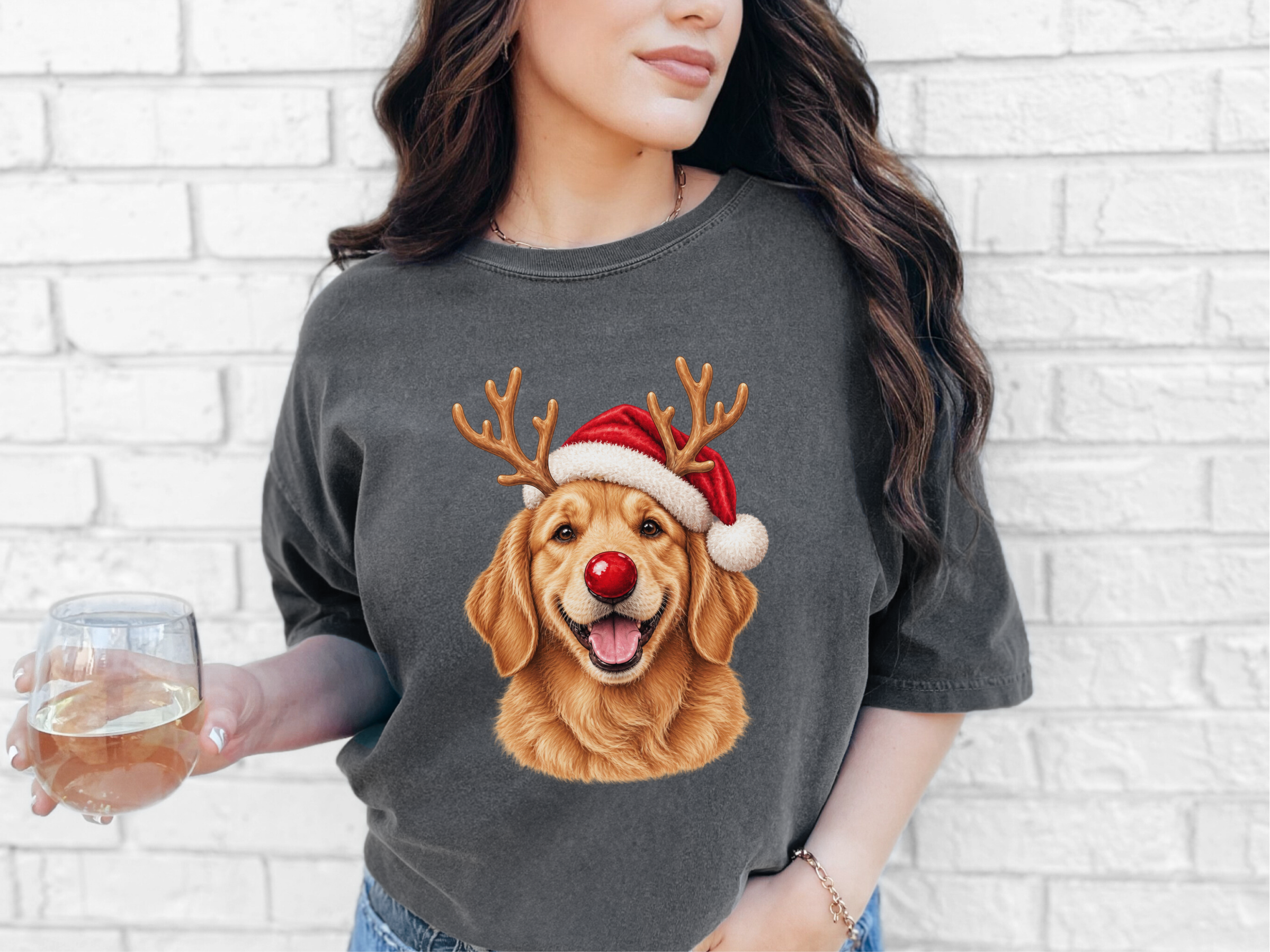 Golden Retriever Christmas Reindeer doodle dog shirt - photo 3