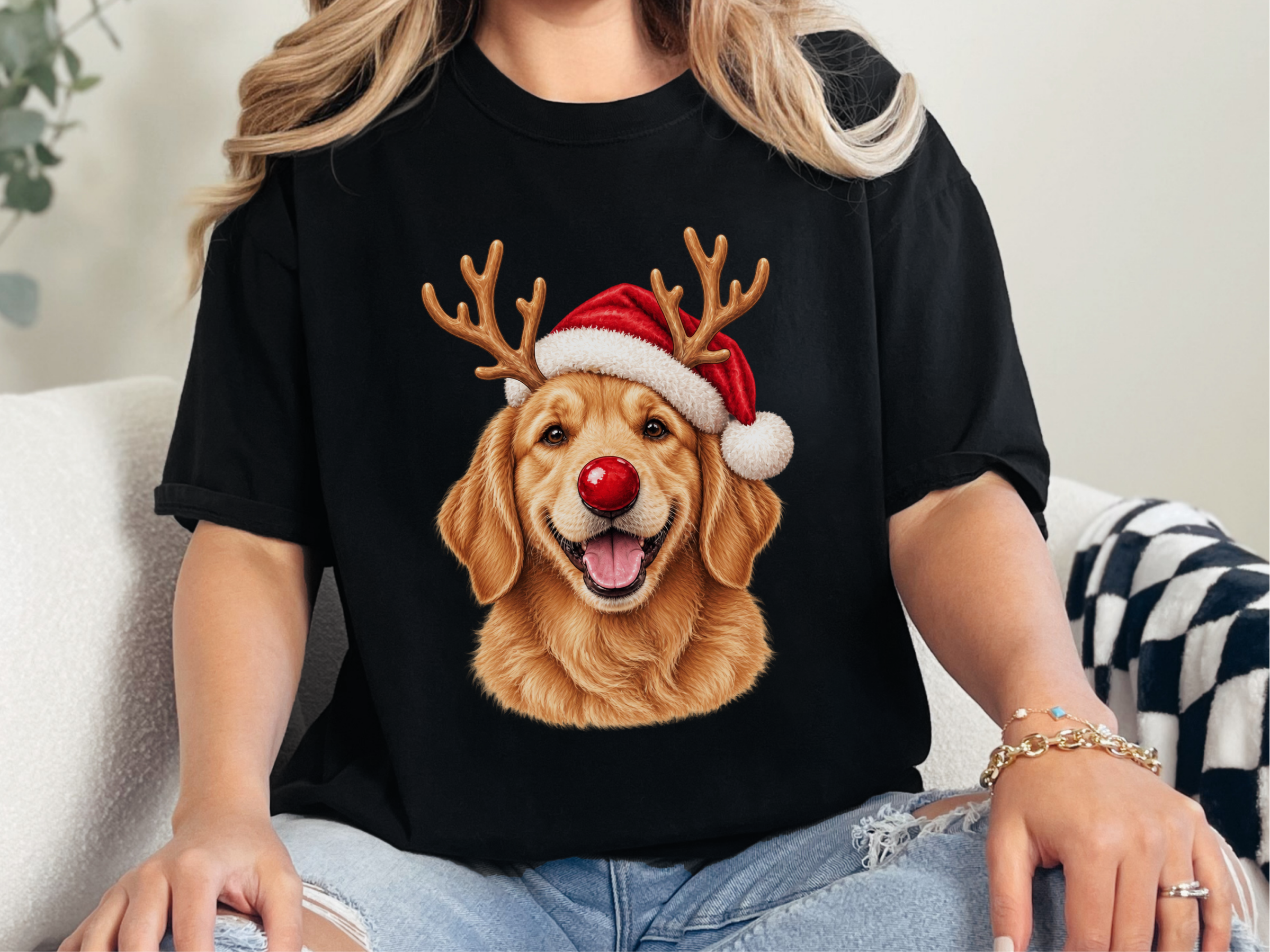 Golden Retriever Christmas Reindeer doodle dog shirt - photo 2
