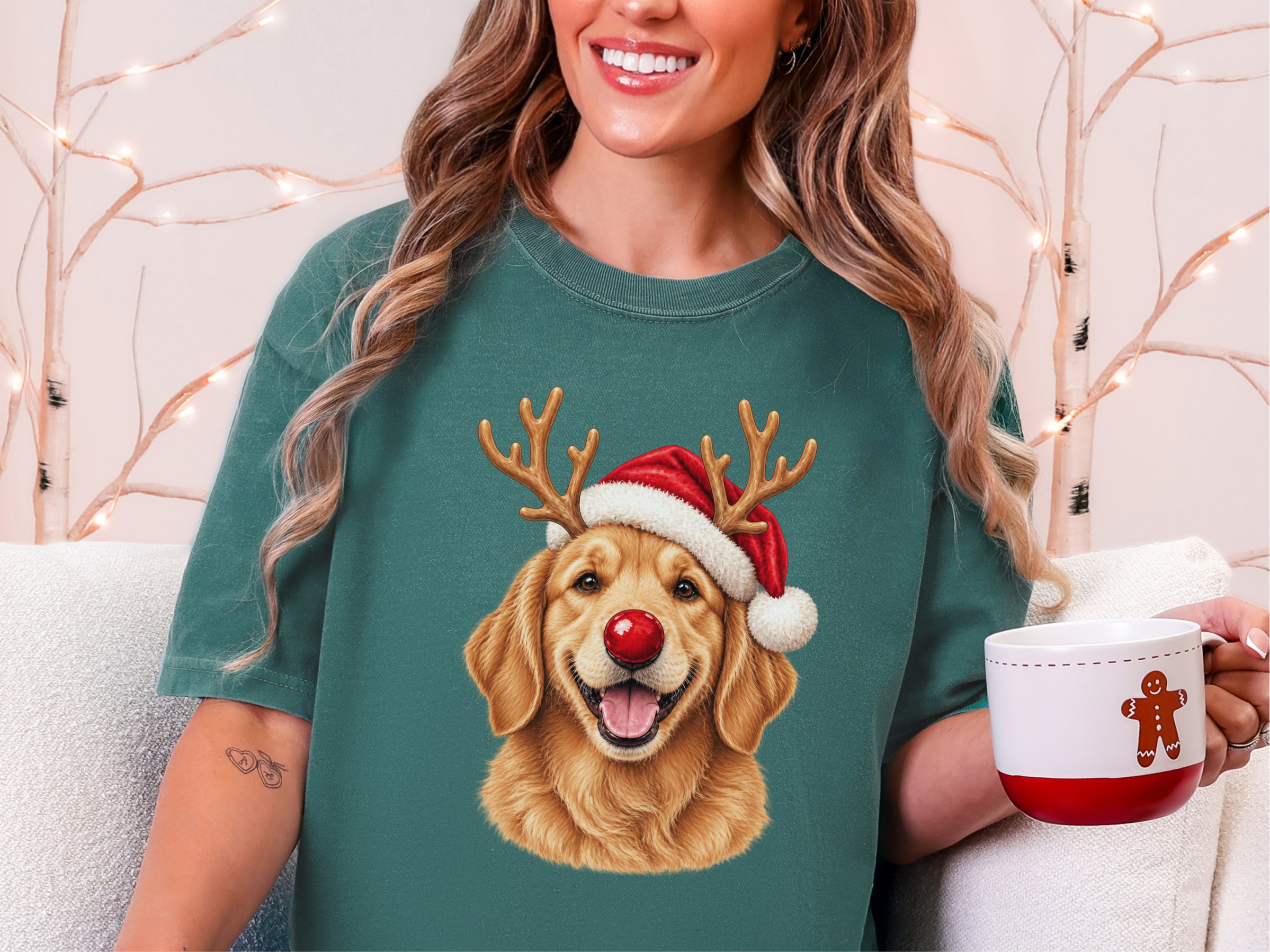 Golden Retriever Christmas Reindeer doodle dog shirt - photo 7