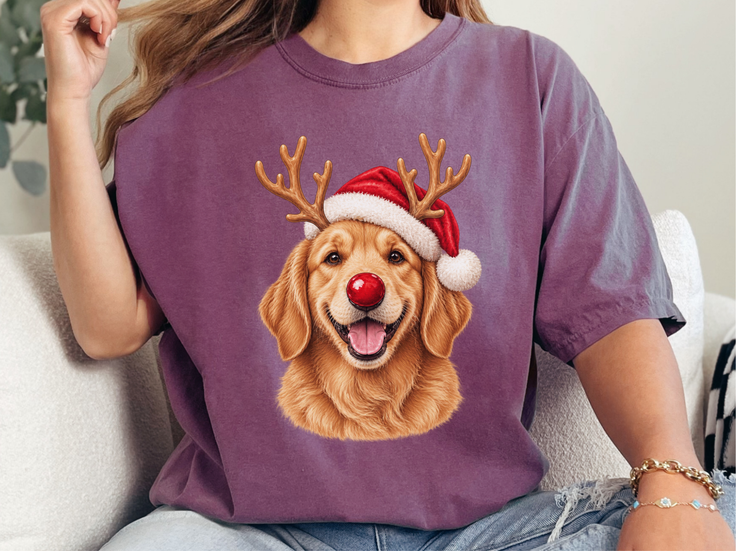 Golden Retriever Christmas Reindeer doodle dog shirt - photo 5