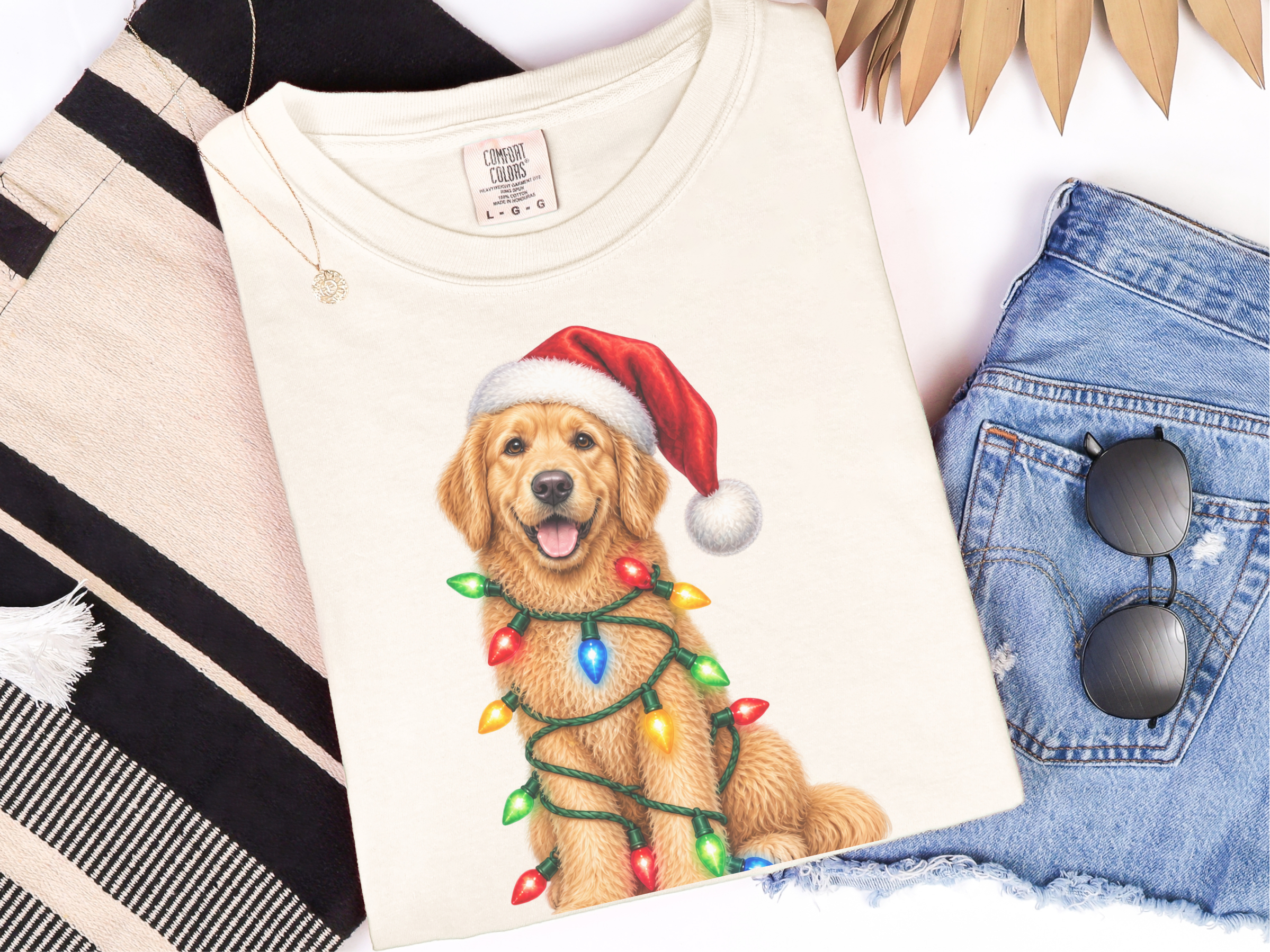Golden Retriever Christmas Lights doodle dog shirt - photo 7