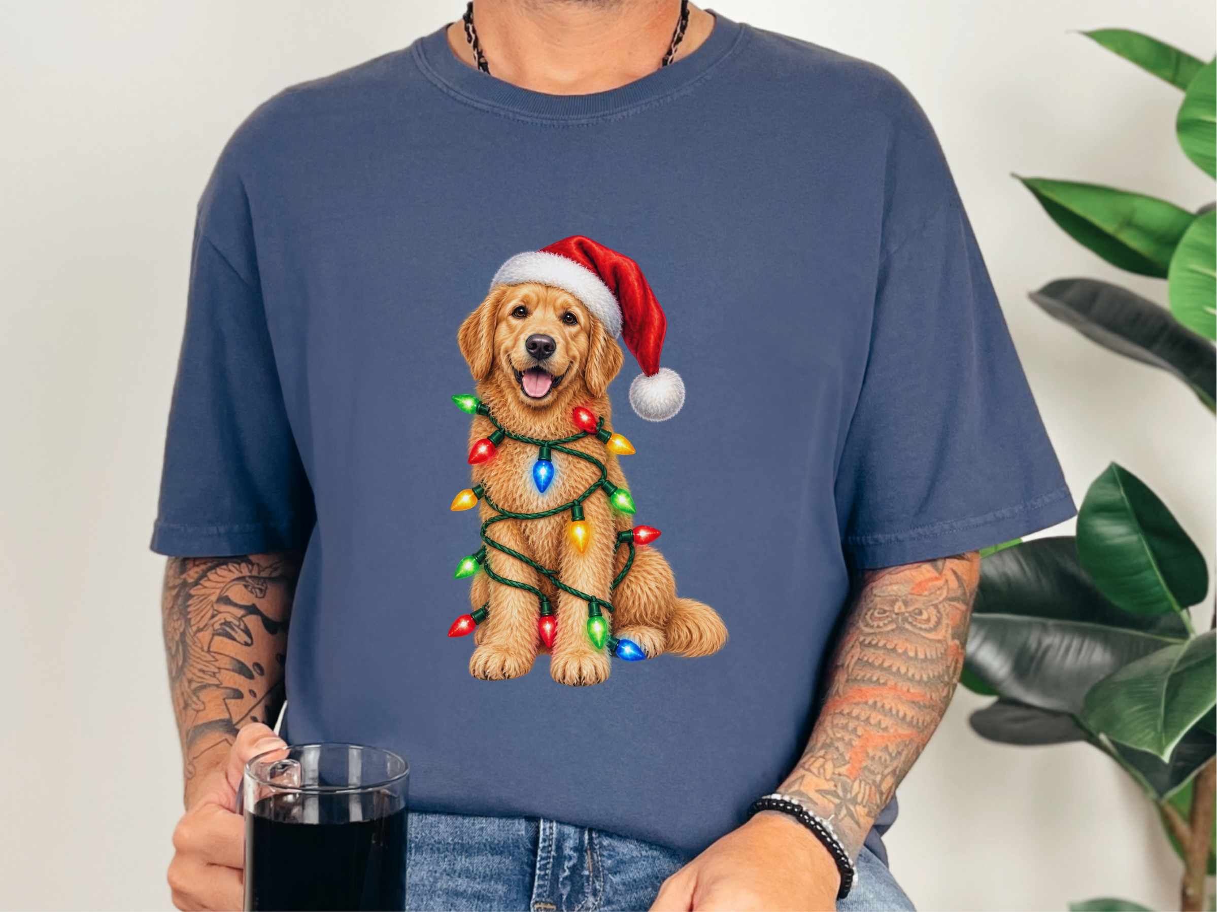 Golden Retriever Christmas Lights doodle dog shirt - photo 8