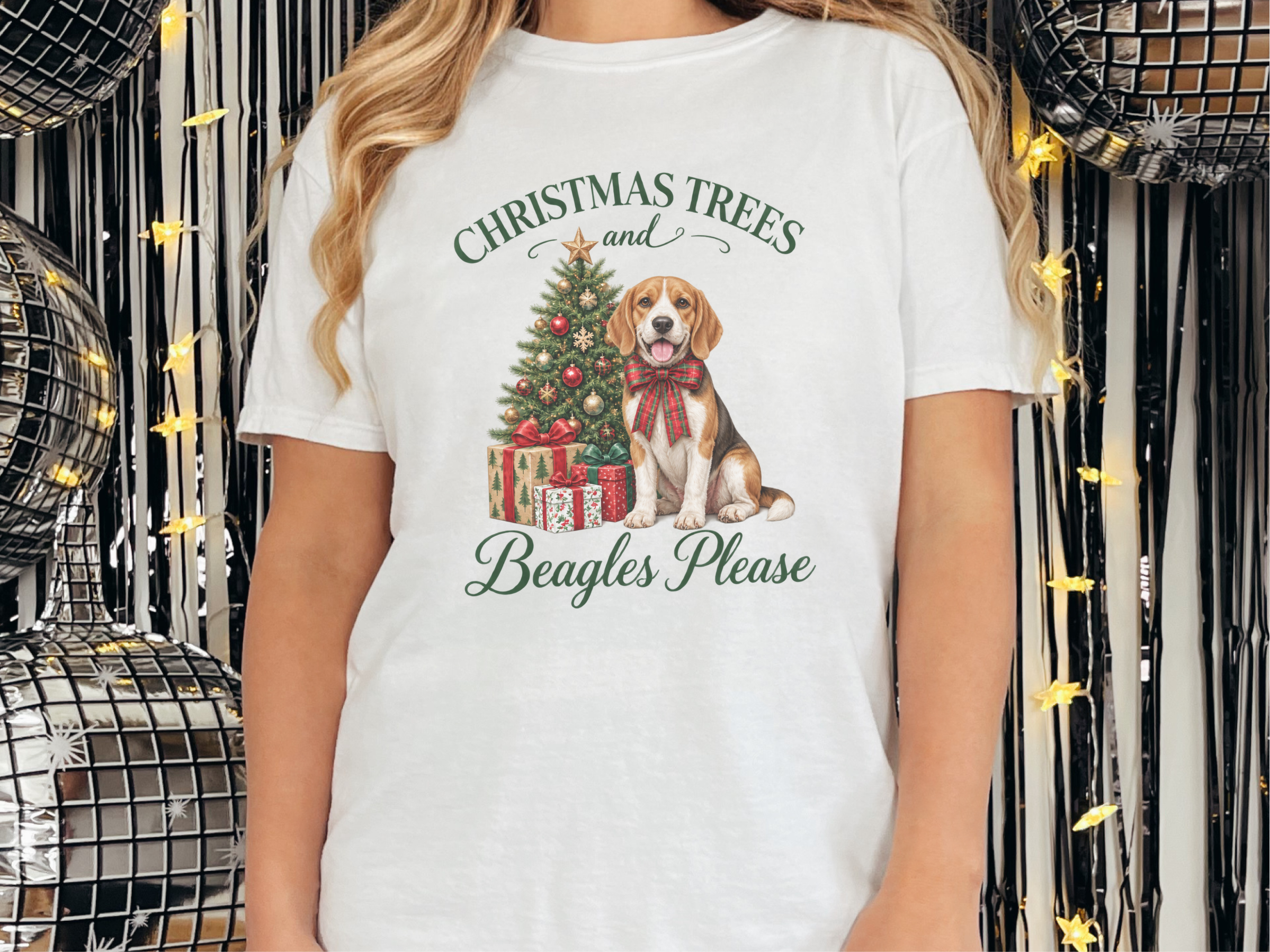 Festive Beagle Christmas Tree doodle dog shirt - photo 3