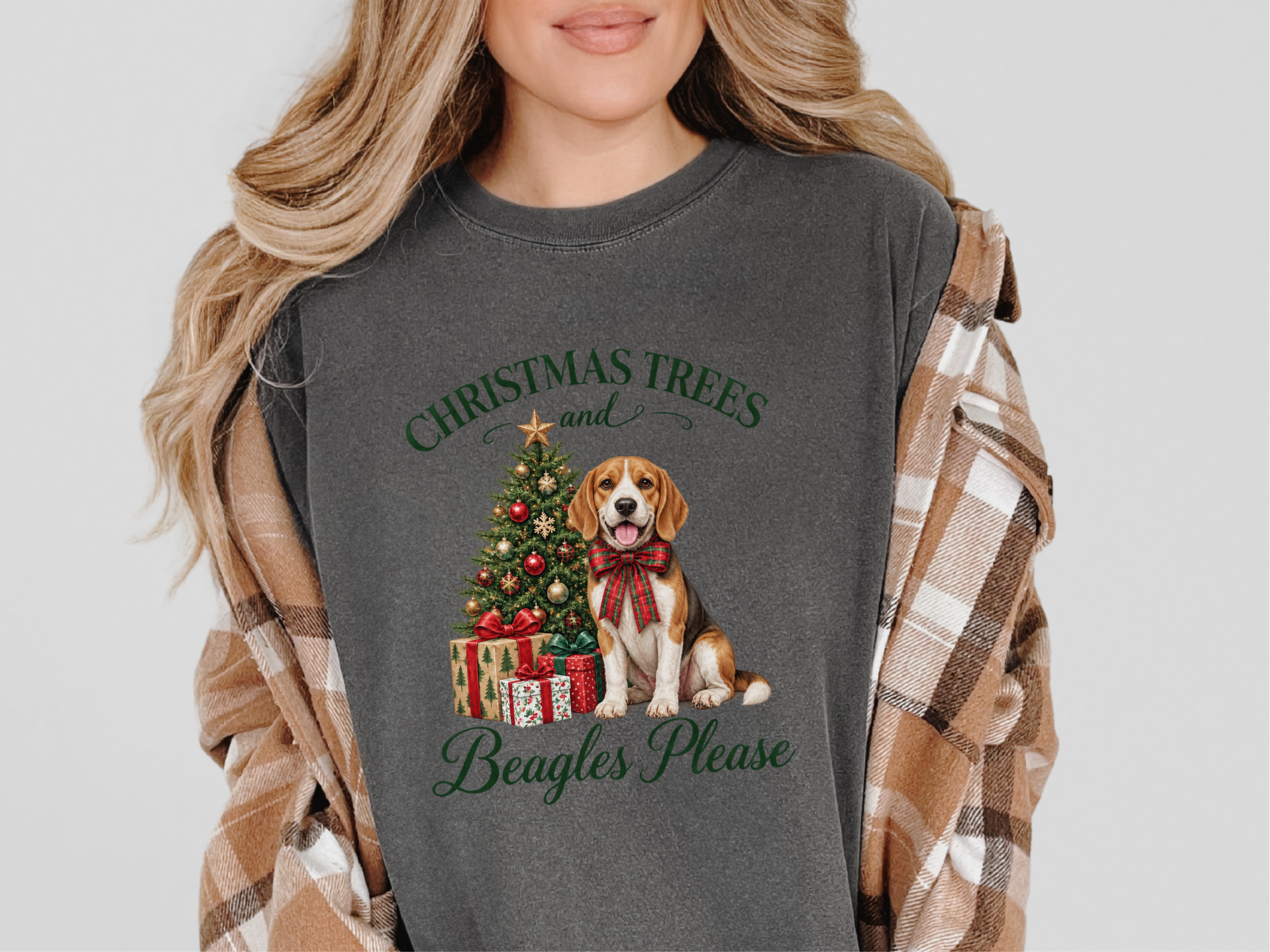 Festive Beagle Christmas Tree doodle dog shirt - photo 6