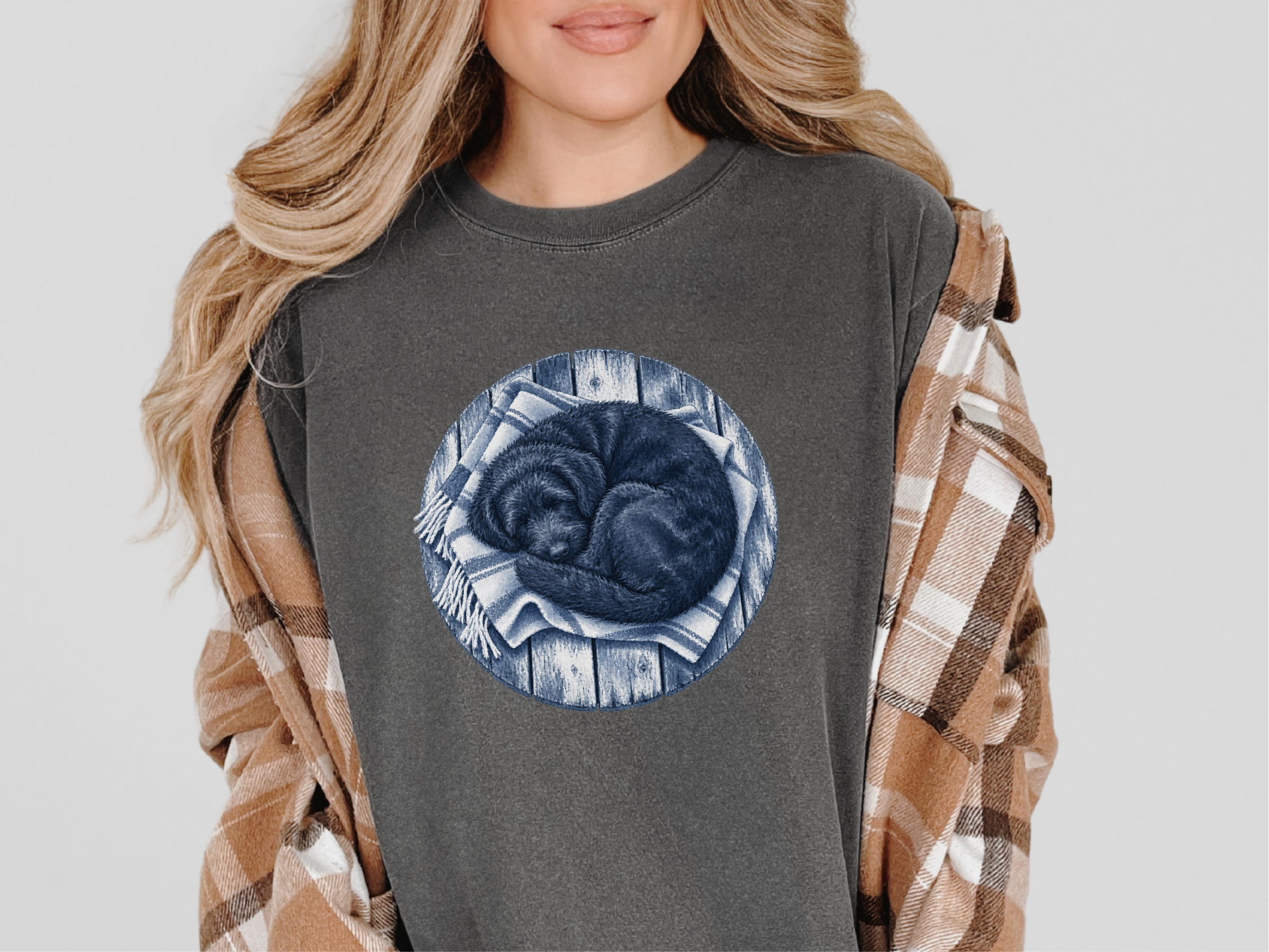 Sleeping Doodle On Wooden Planks doodle dog shirt - photo 5