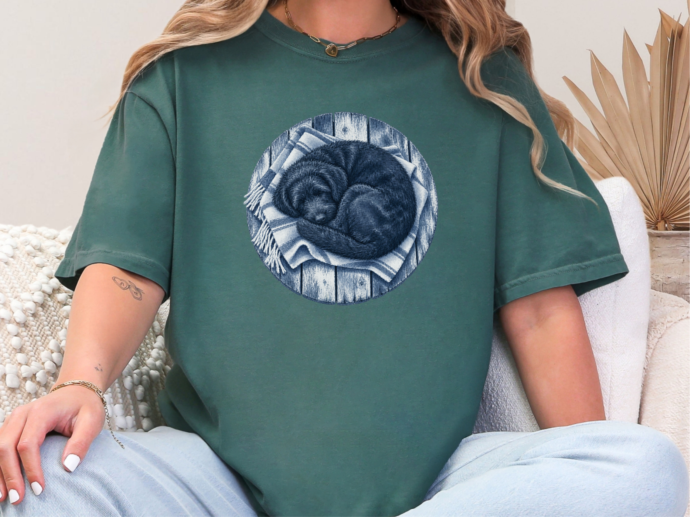 Sleeping Doodle On Wooden Planks doodle dog shirt - photo 8