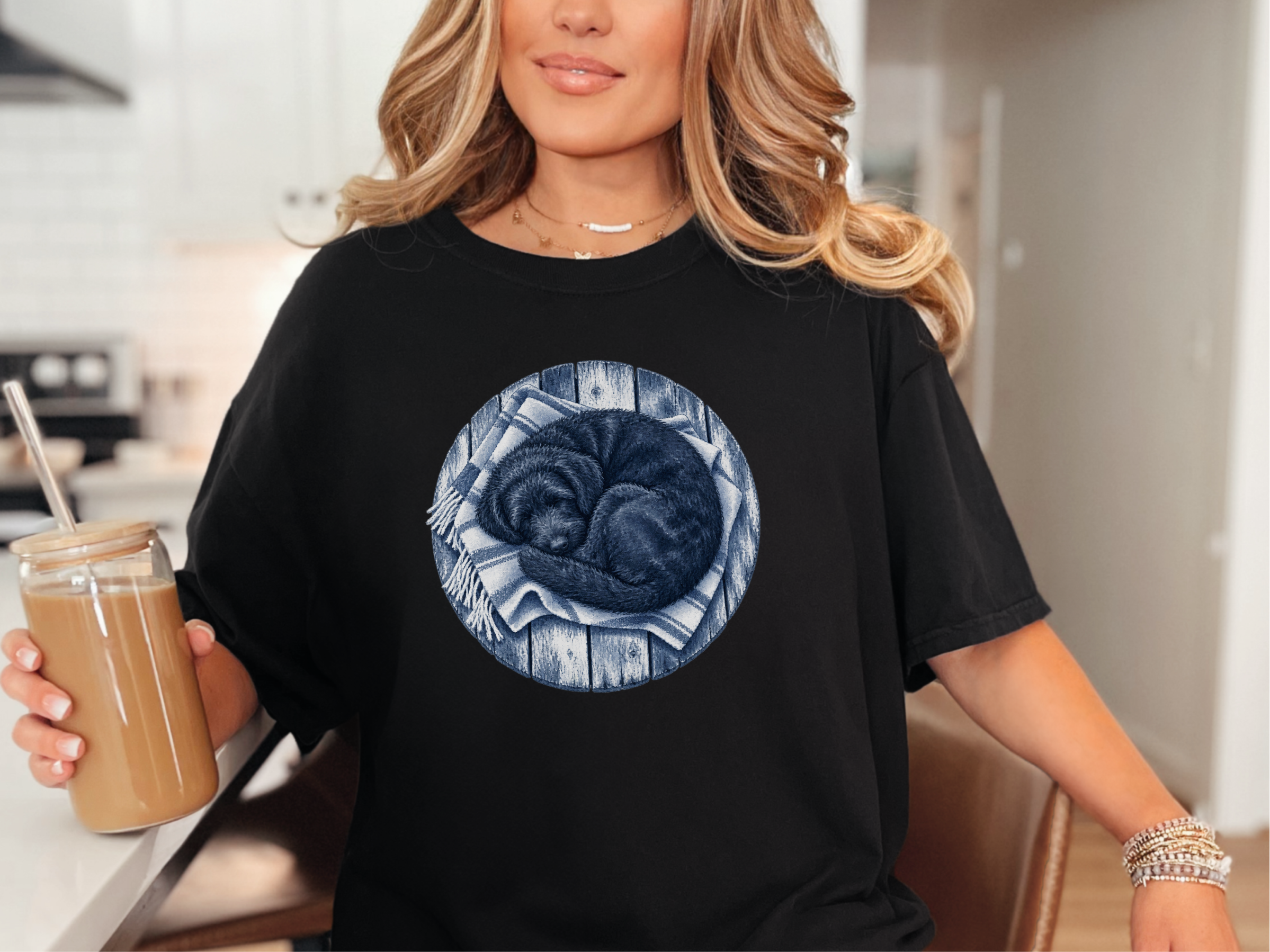 Sleeping Doodle On Wooden Planks Comfort Colors 1717 T-Shirt