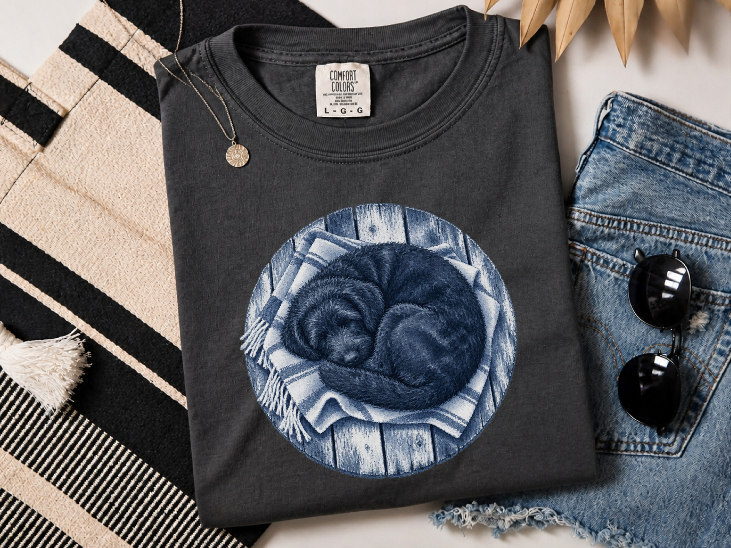 Sleeping Doodle On Wooden Planks doodle dog shirt - photo 3