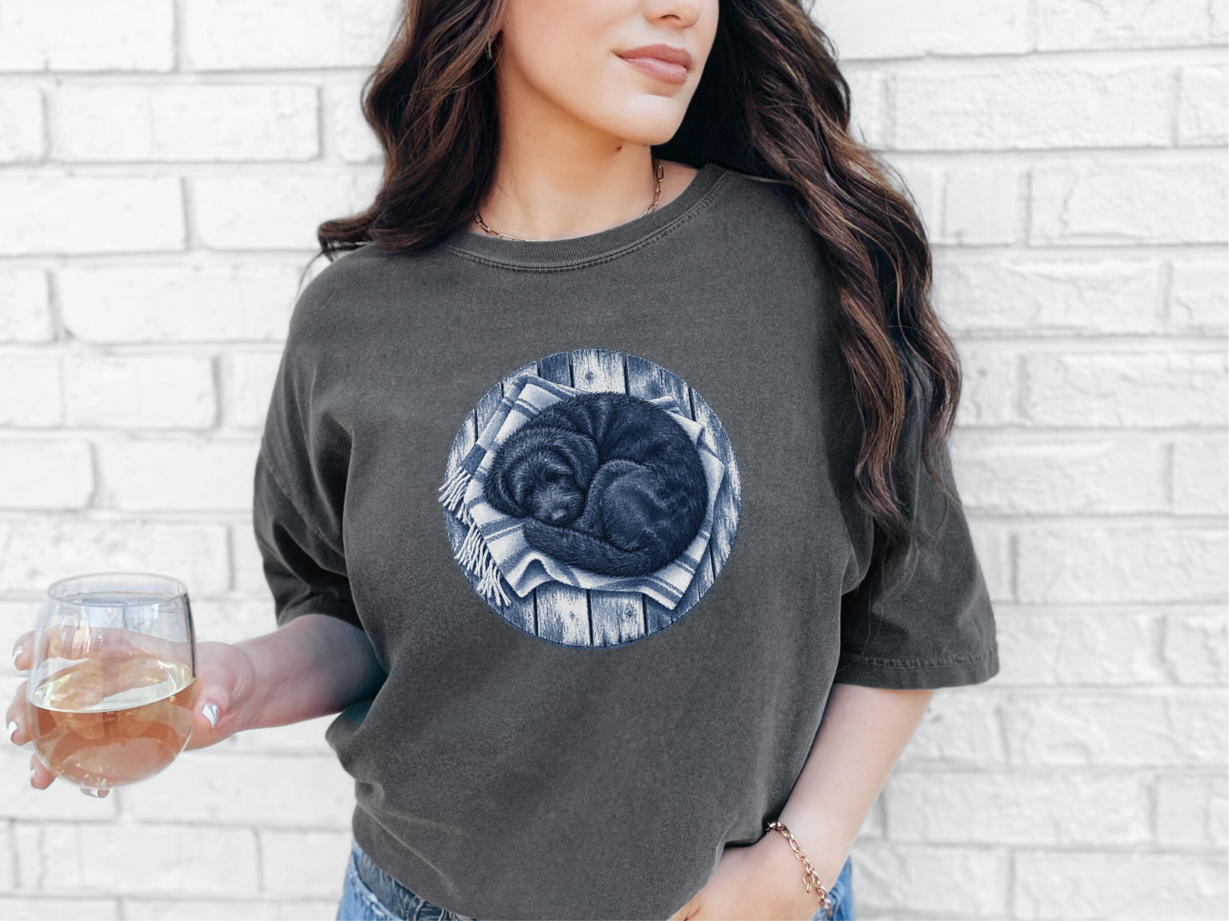 Sleeping Doodle On Wooden Planks doodle dog shirt - photo 6