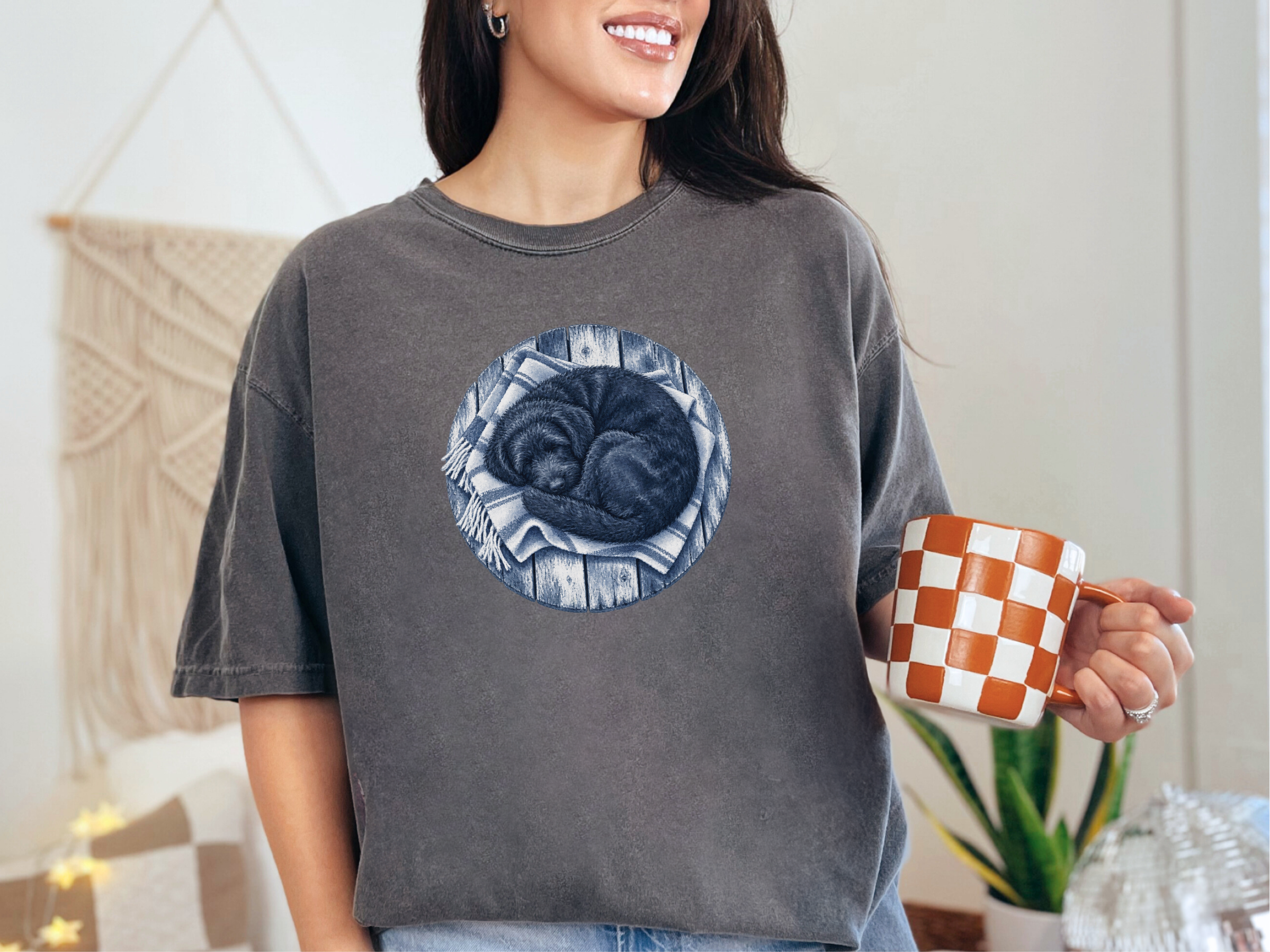 Sleeping Doodle On Wooden Planks doodle dog shirt - photo 4