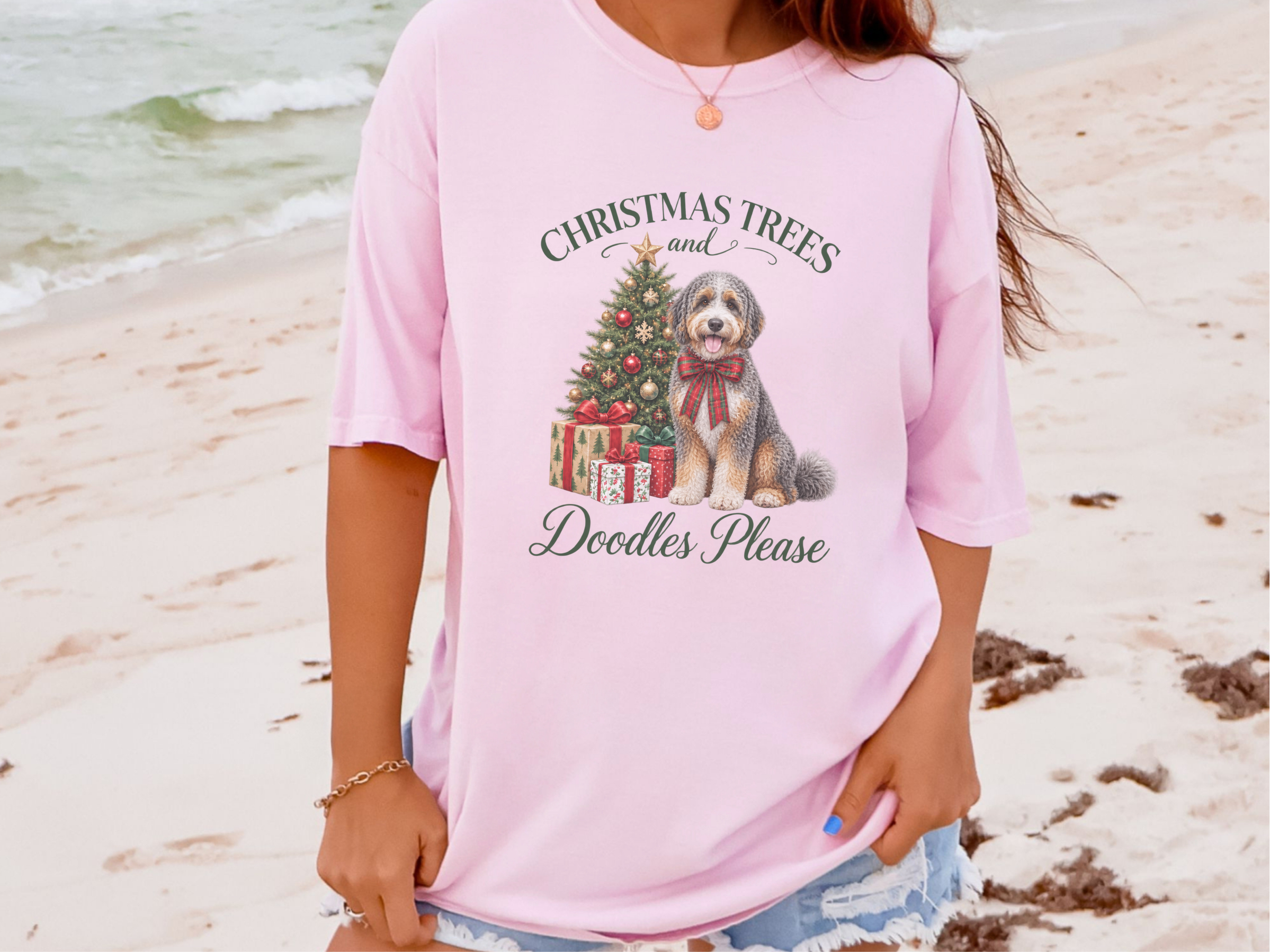 Aussiedoodle Christmas Tree Gifts doodle dog shirt - photo 5