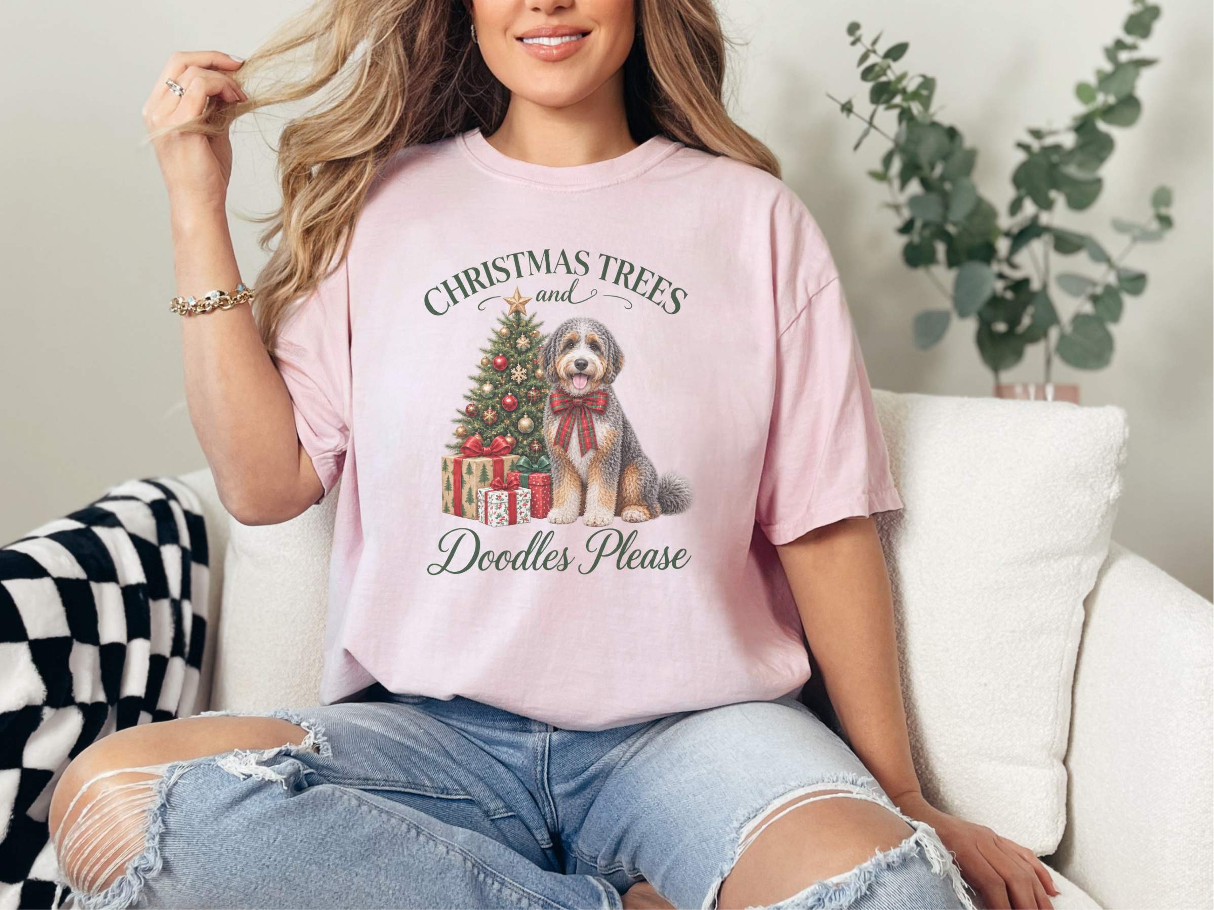 Aussiedoodle Christmas Tree Gifts doodle dog shirt - photo 4