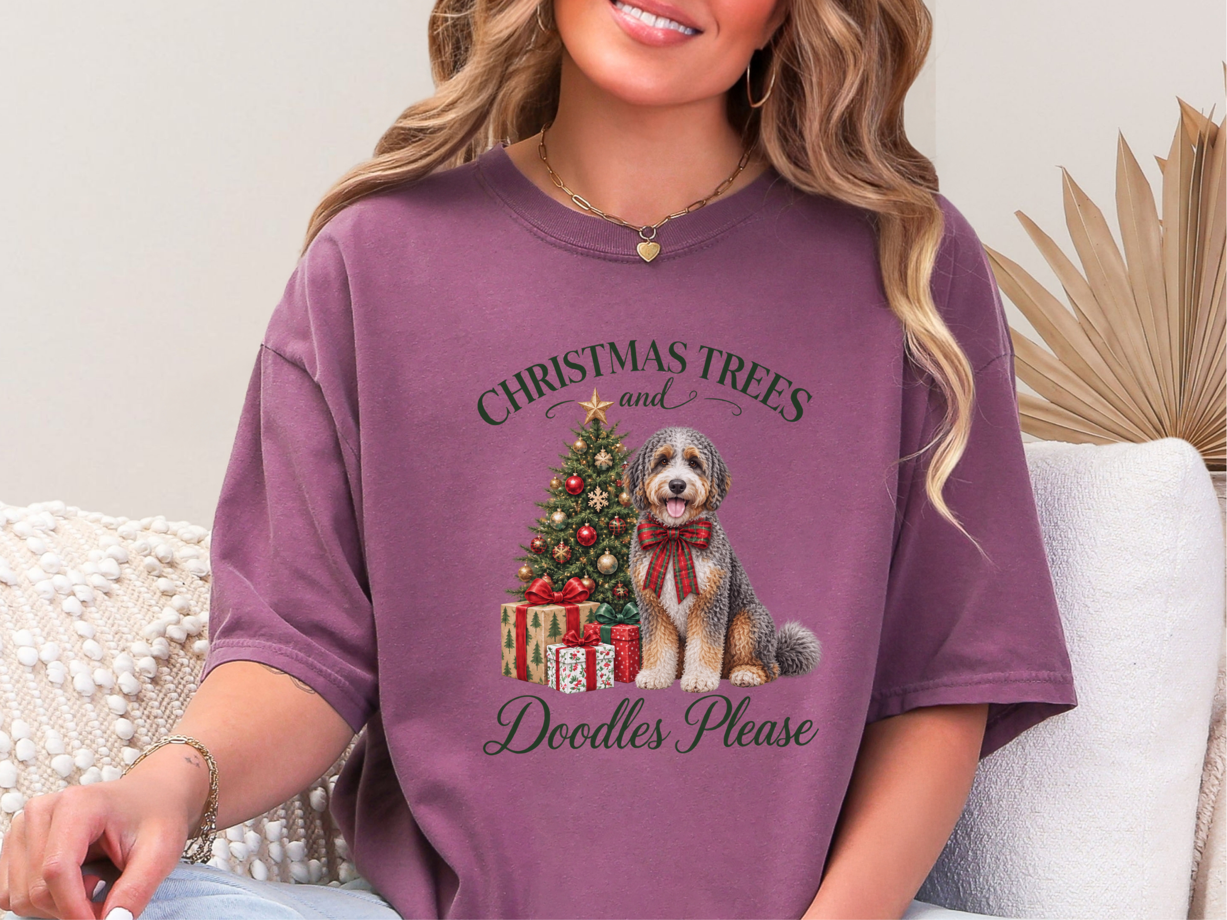 Aussiedoodle Christmas Tree Gifts doodle dog shirt - photo 6
