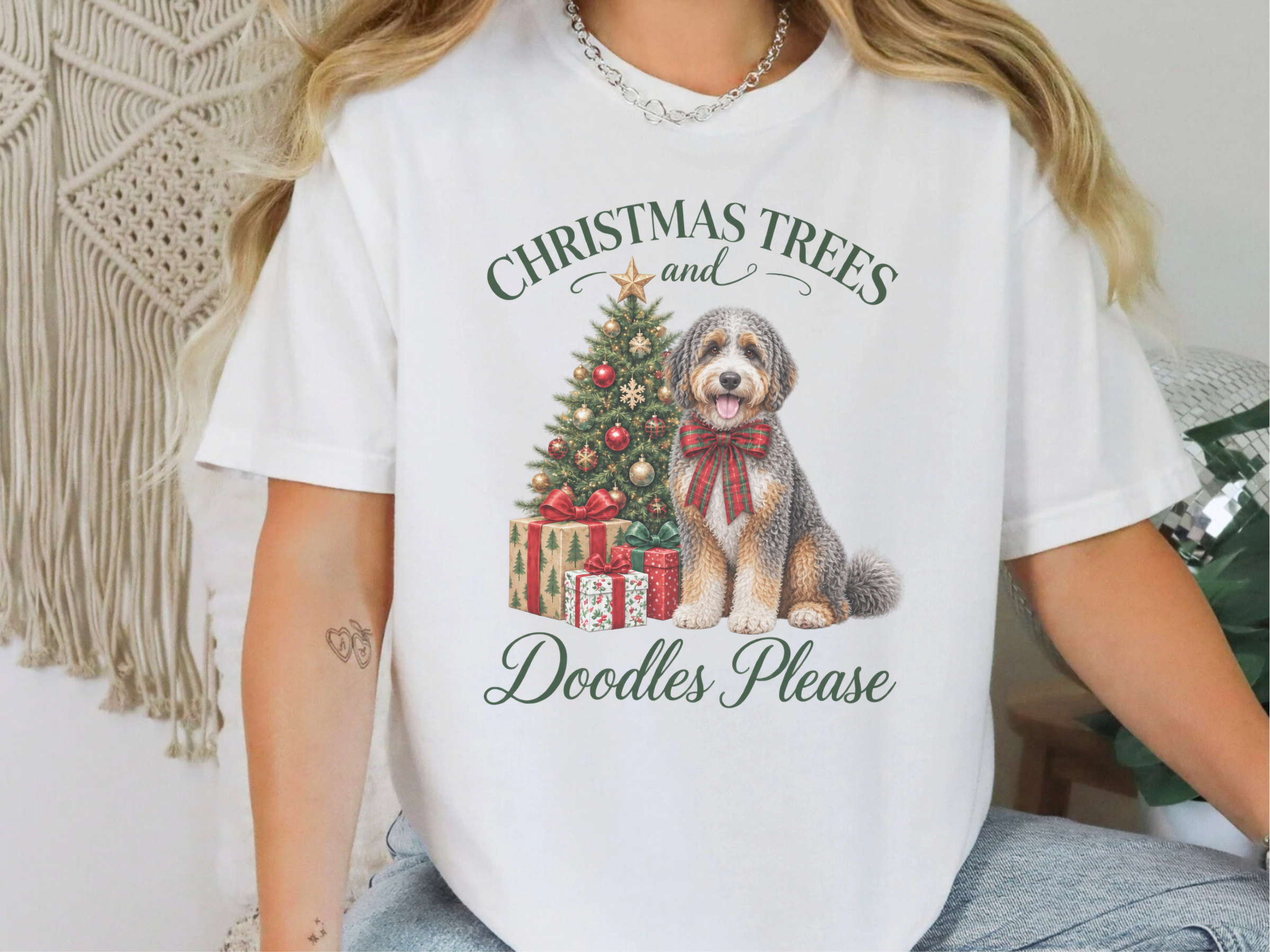Aussiedoodle Christmas Tree Gifts doodle dog shirt - photo 1