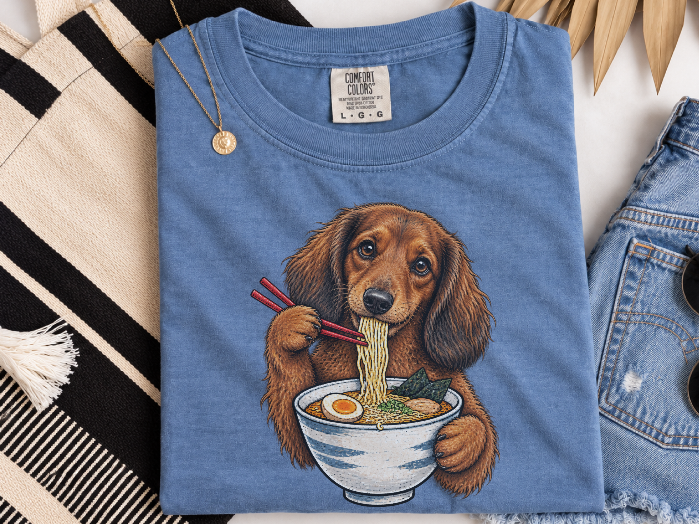 Dachshund Eating Ramen Bowl doodle dog shirt - photo 7
