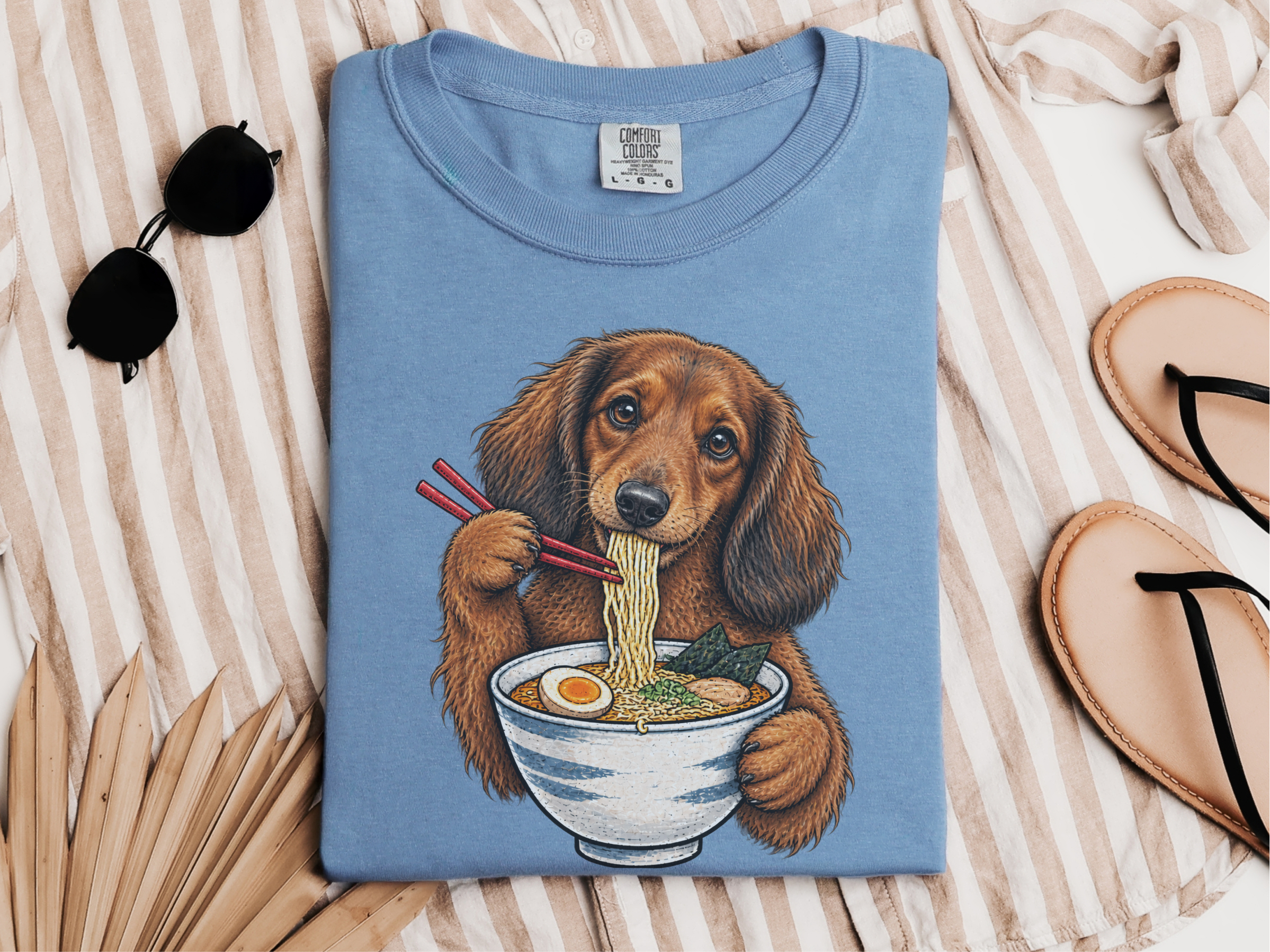 Dachshund Eating Ramen Bowl doodle dog shirt - photo 8