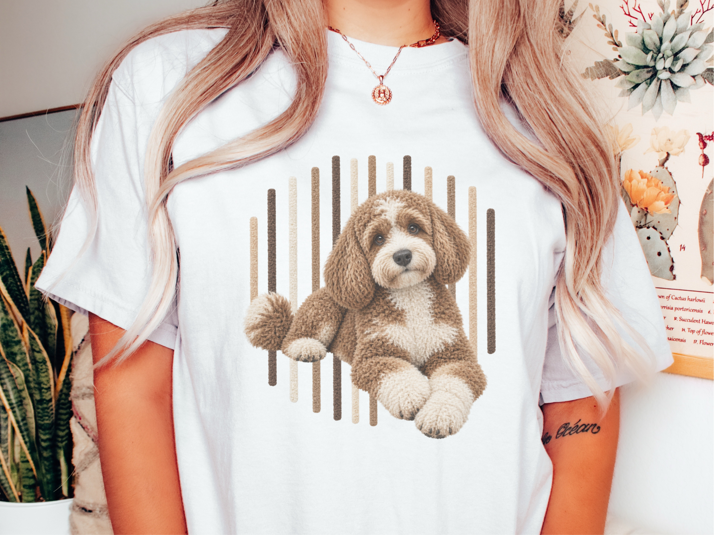 Cavapoo Vertical Lines Art doodle dog shirt - photo 1