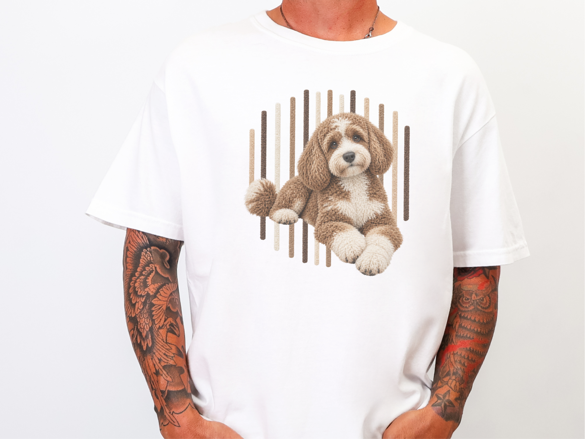 Cavapoo Vertical Lines Art doodle dog shirt - photo 2