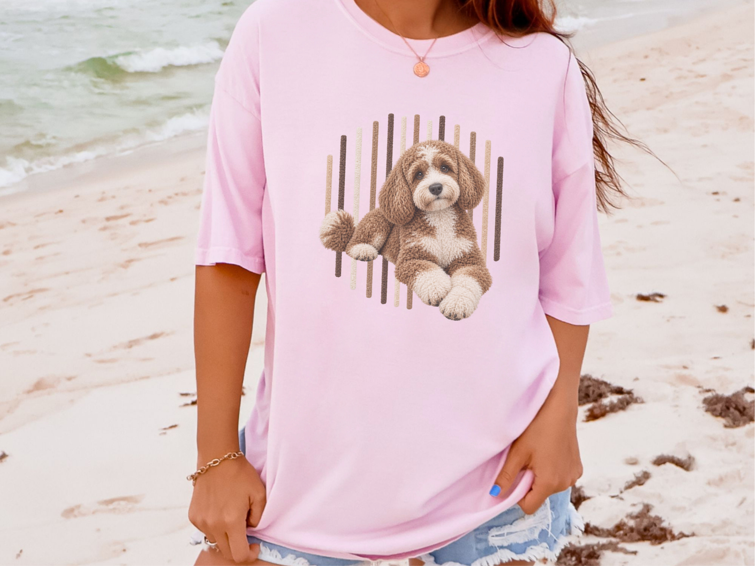 Cavapoo Vertical Lines Art doodle dog shirt - photo 6