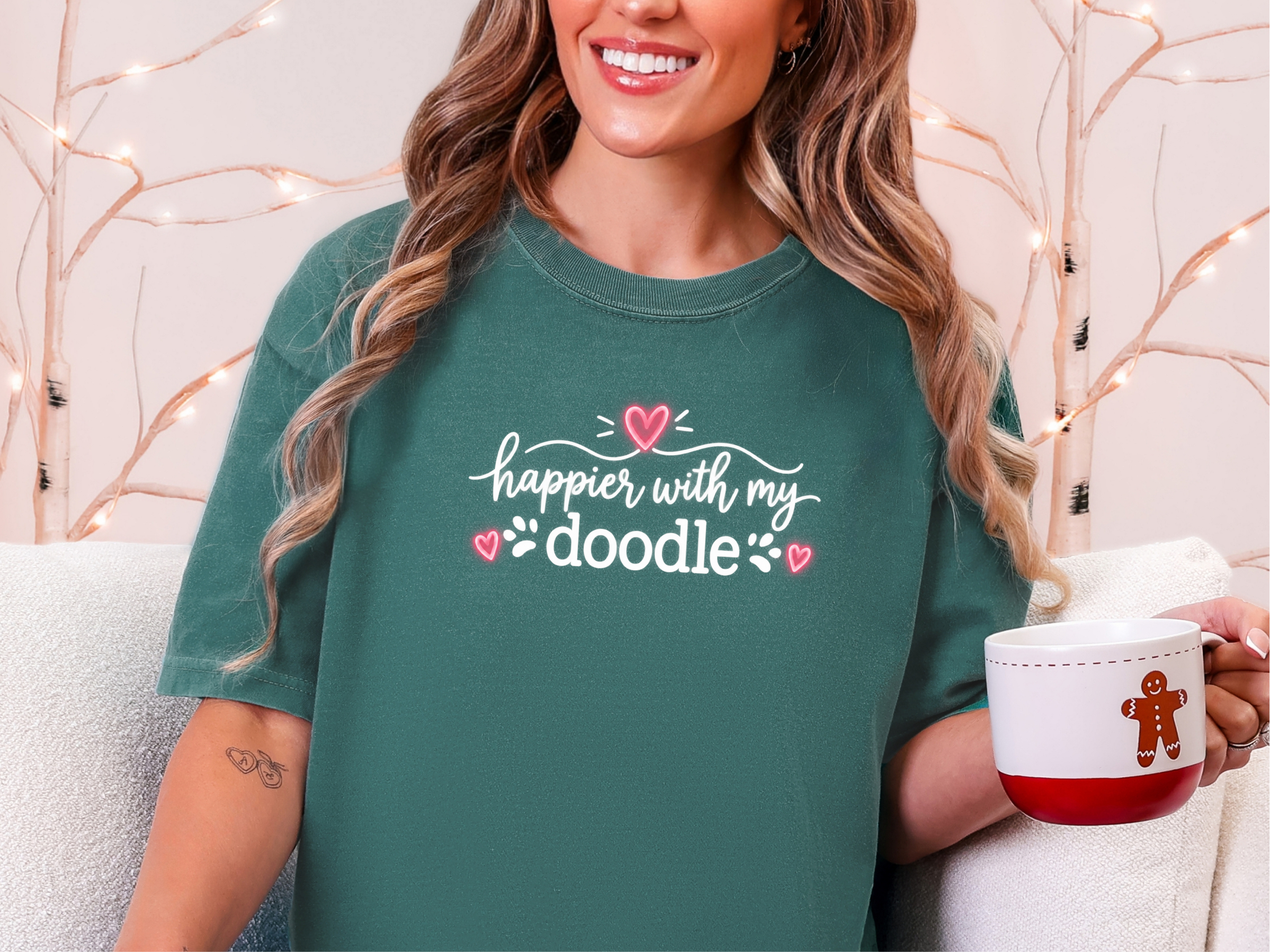 Happier With My Doodle Lettering doodle dog shirt - photo 7