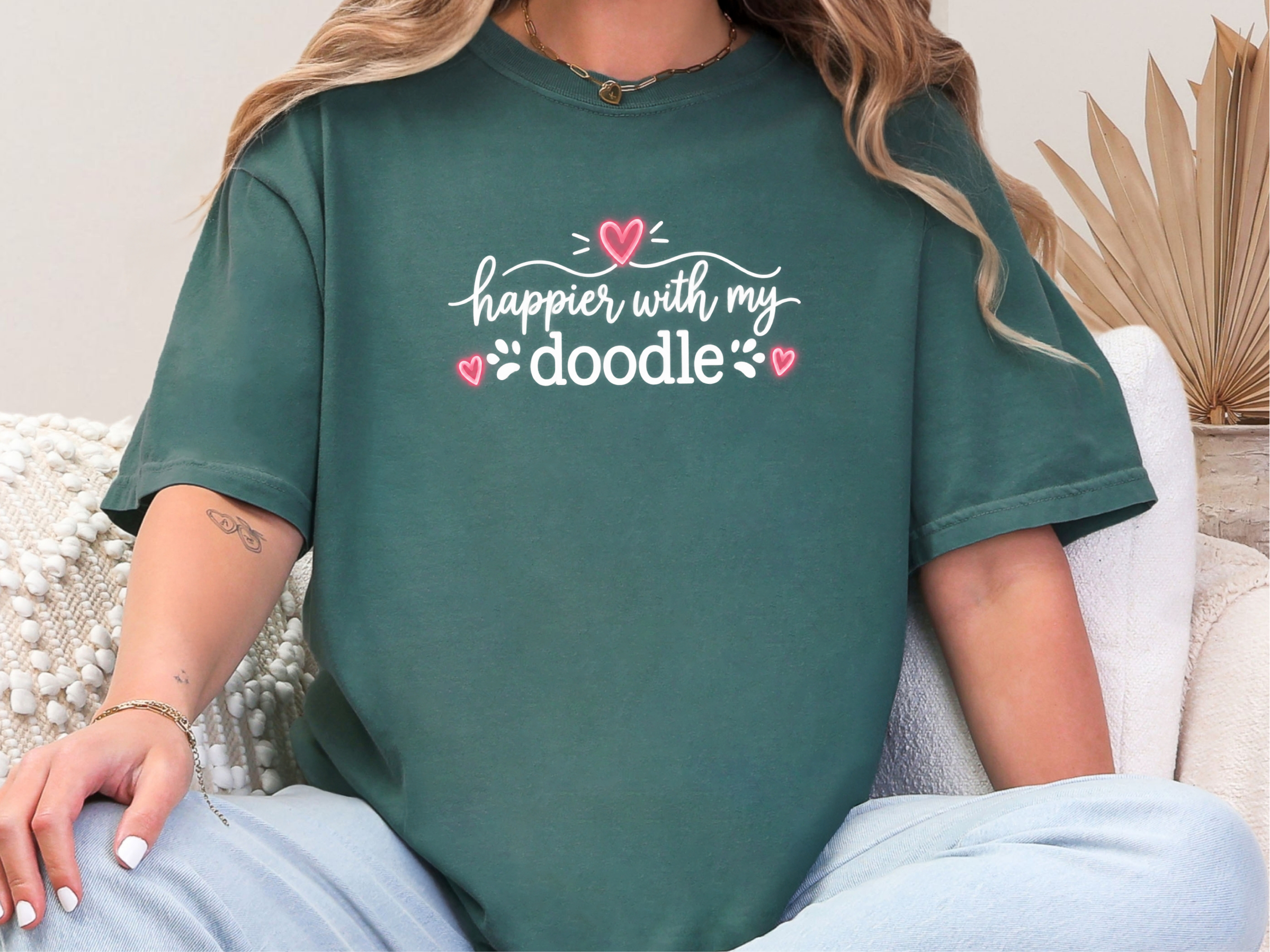 Happier With My Doodle Lettering doodle dog shirt - photo 6