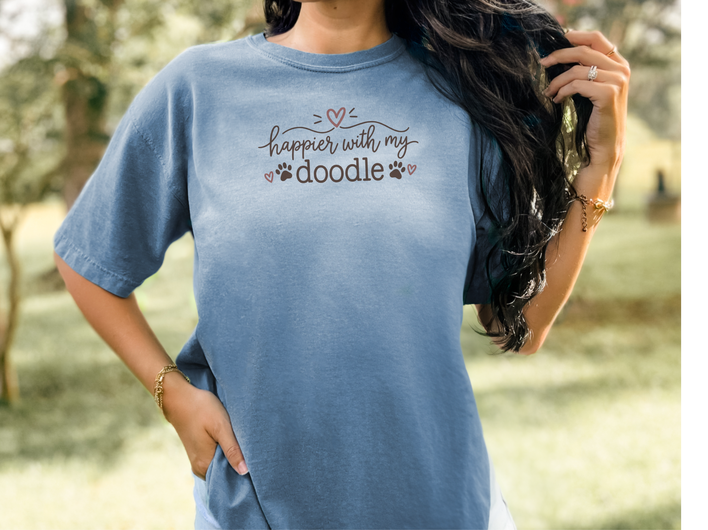Happier With My Doodle Lettering doodle dog shirt - photo 4