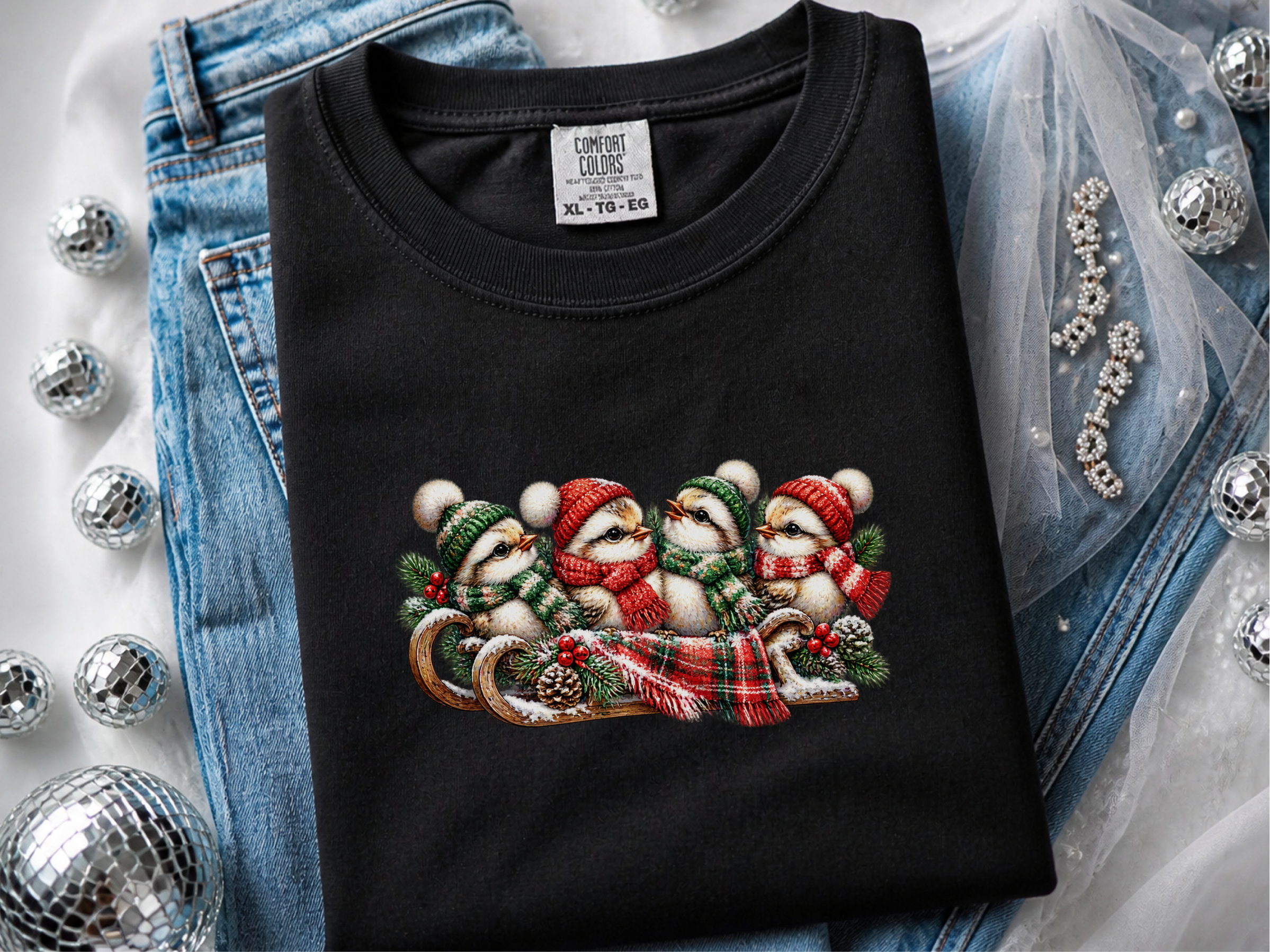 Cozy Winter Birds Sleigh