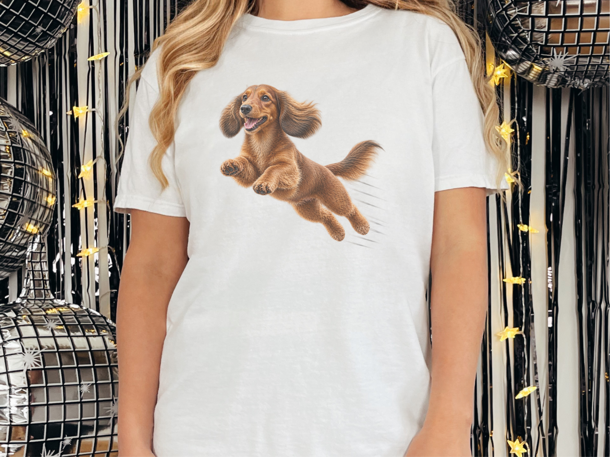 Flying Dachshund Speed Lines doodle dog shirt - photo 1