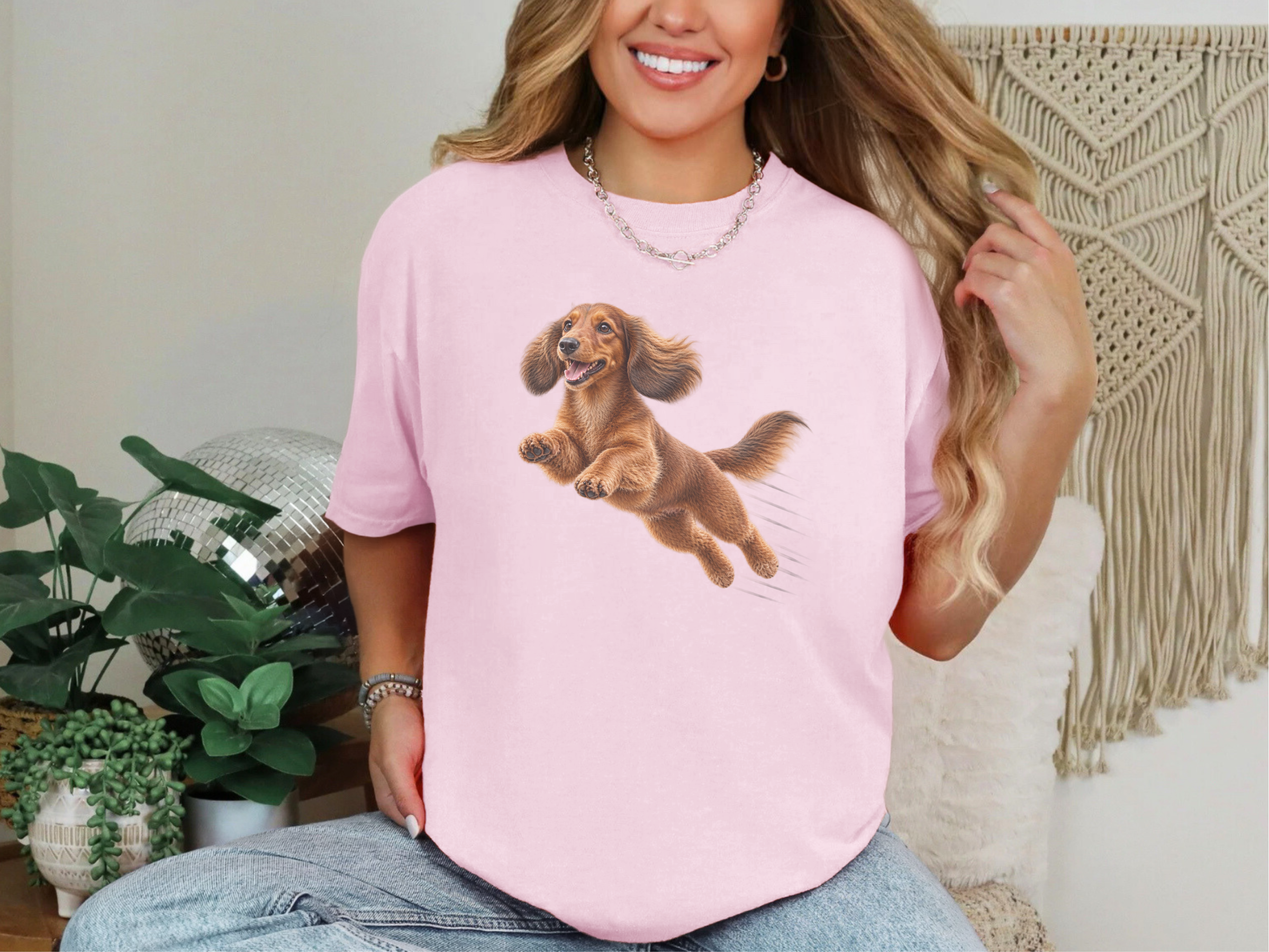 Flying Dachshund Speed Lines doodle dog shirt - photo 5