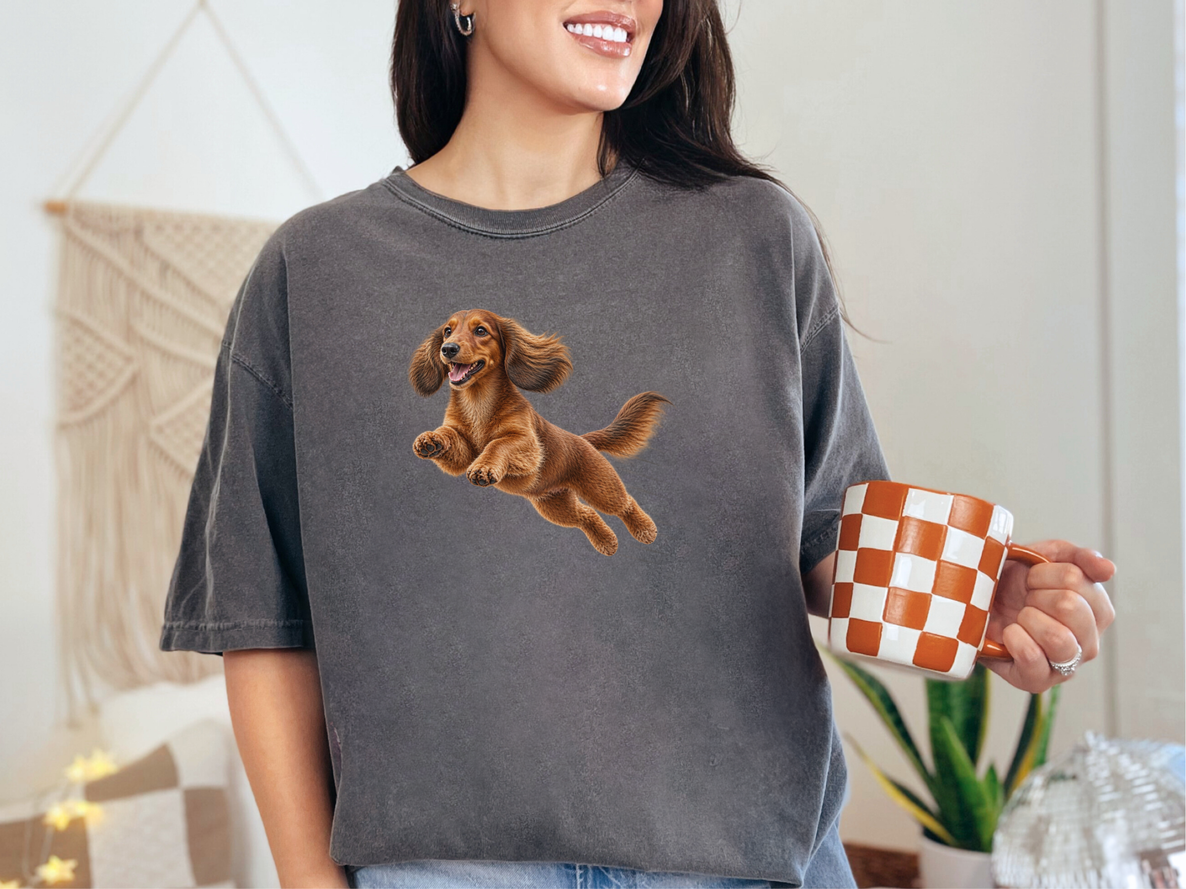 Flying Dachshund Speed Lines doodle dog shirt - photo 3