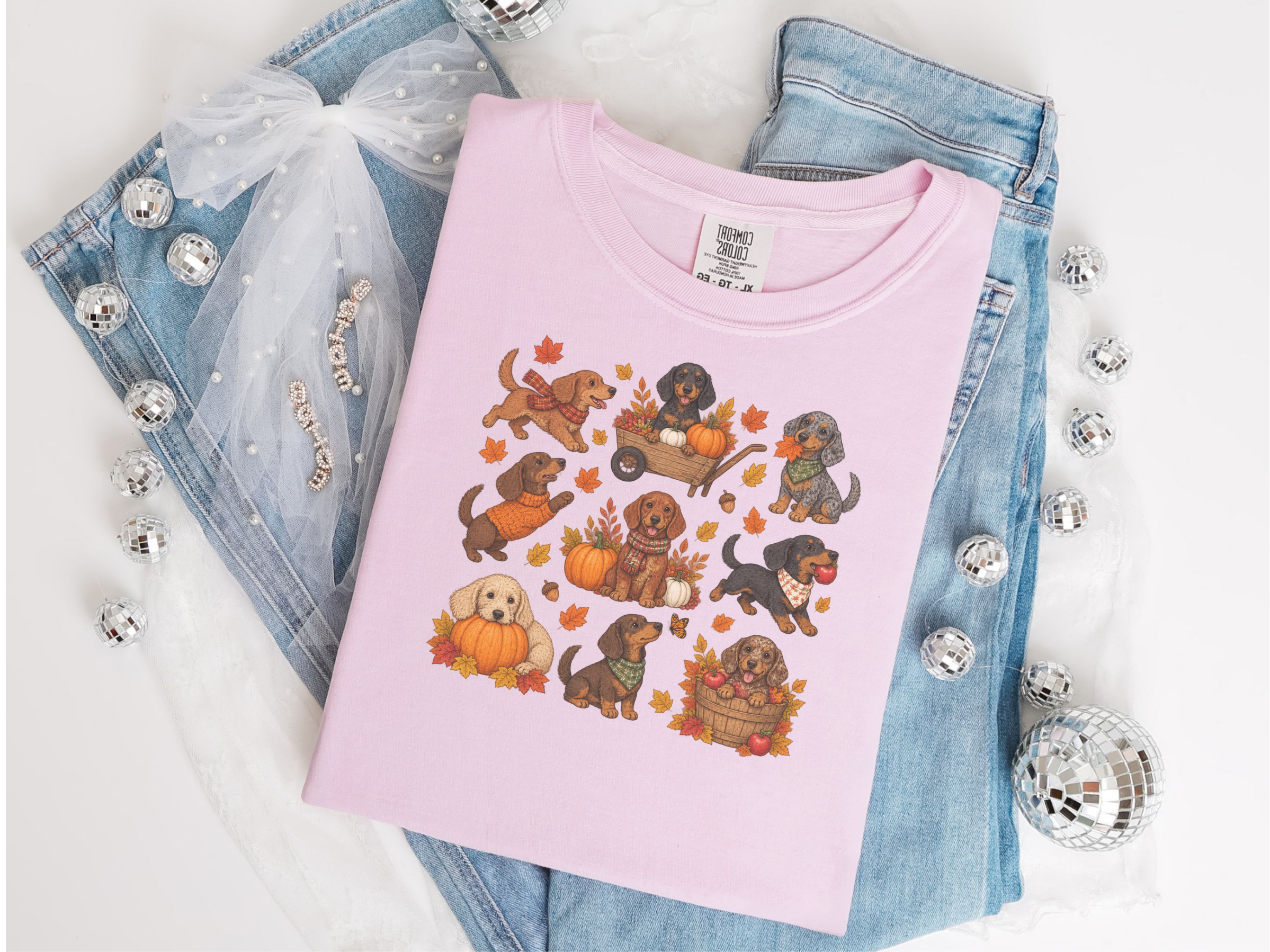 Colorful Dachshund Fall Activities Clipart doodle dog shirt - photo 7