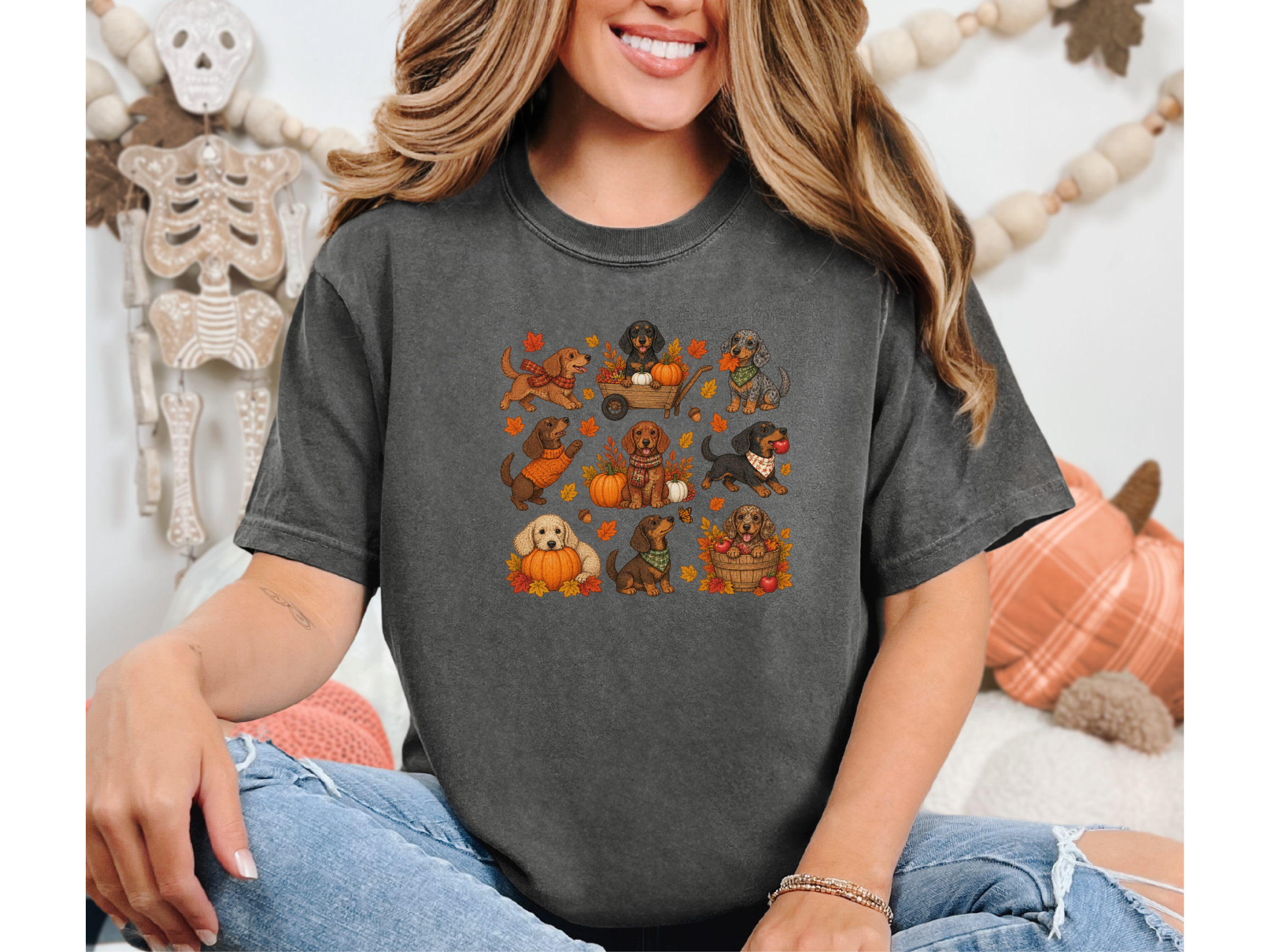 Colorful Dachshund Fall Activities Clipart doodle dog shirt - photo 5