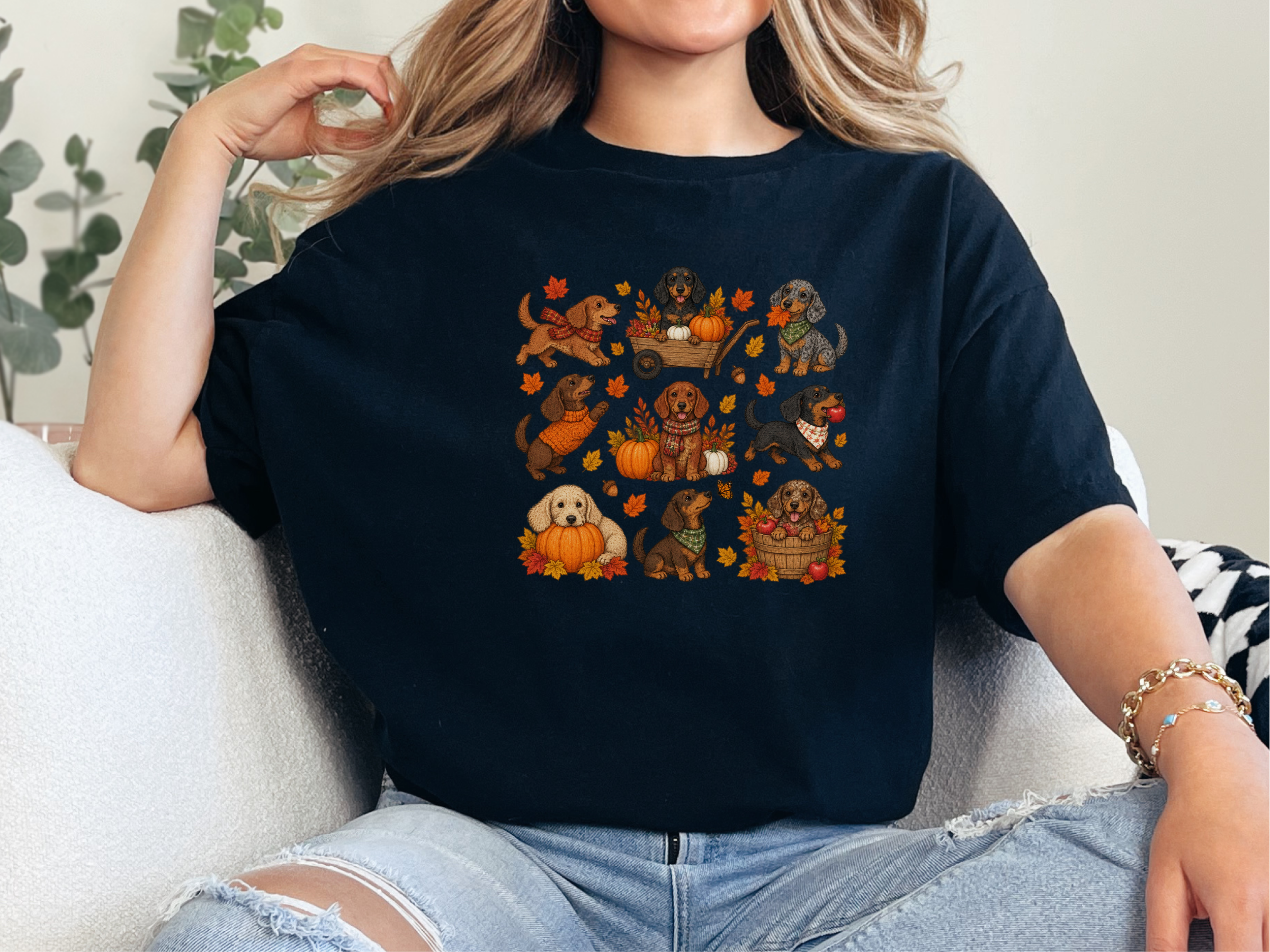 Colorful Dachshund Fall Activities Clipart doodle dog shirt - photo 4