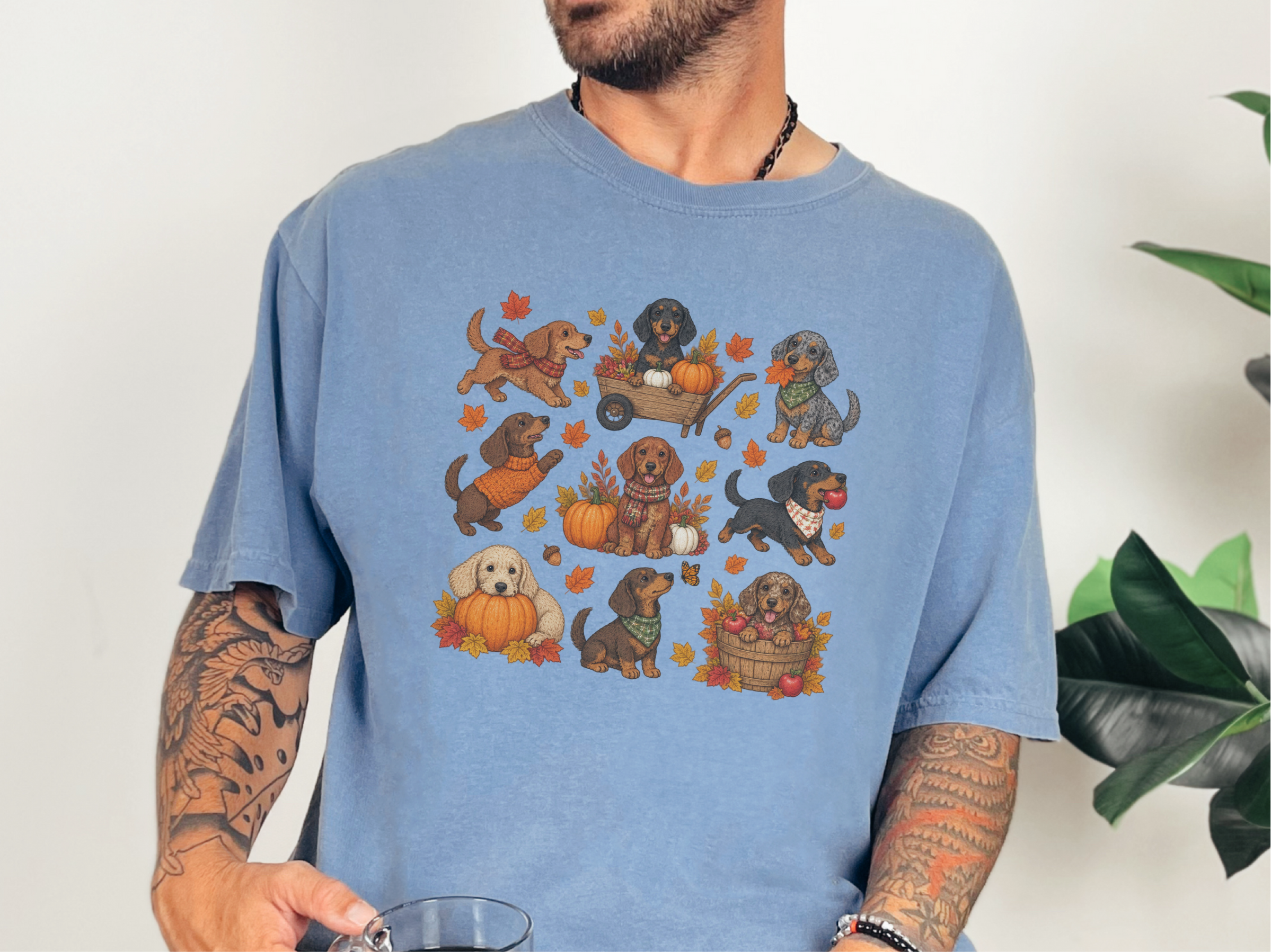 Colorful Dachshund Fall Activities Clipart doodle dog shirt - photo 8