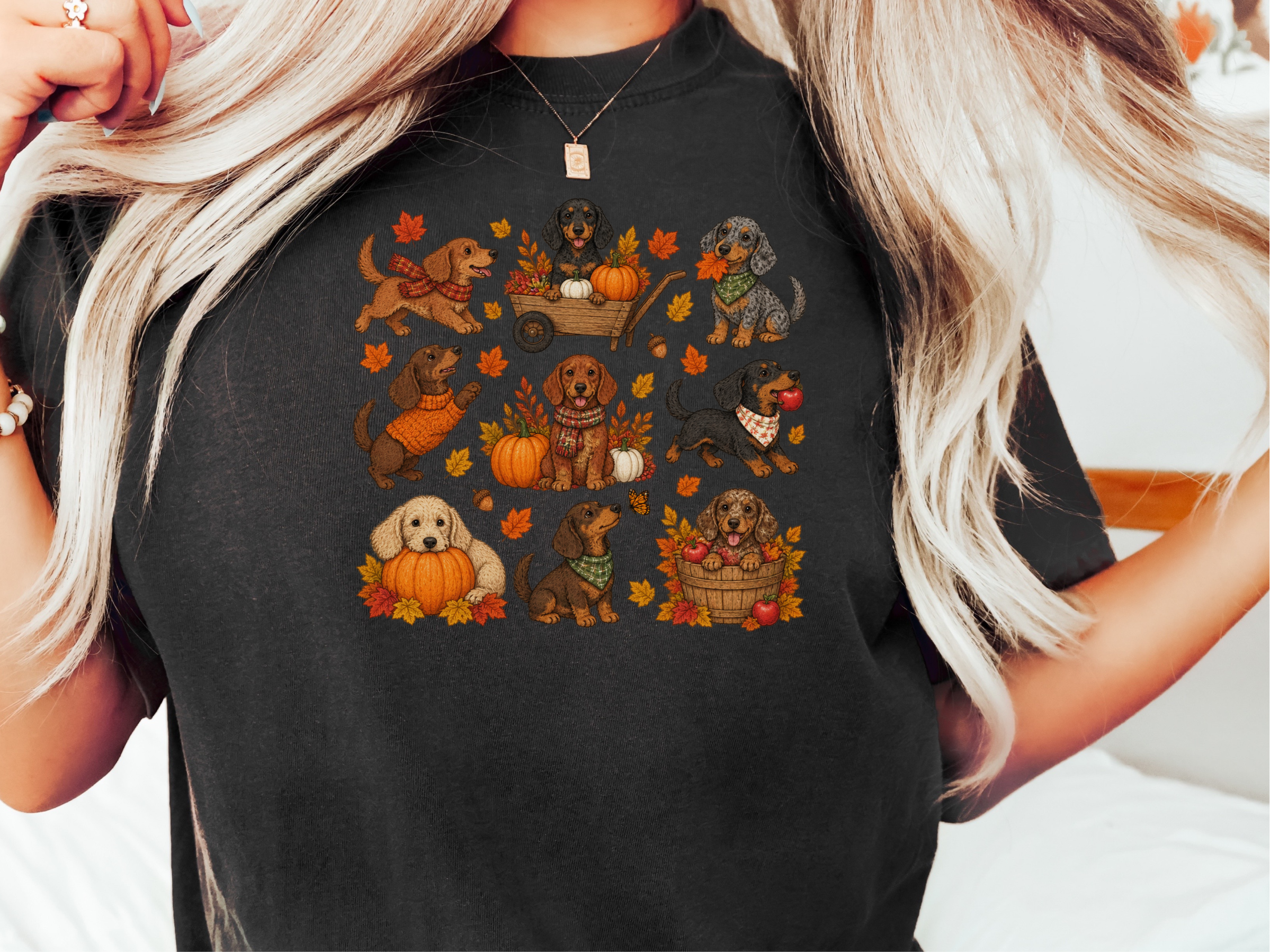 Colorful Dachshund Fall Activities Clipart doodle dog shirt - photo 2