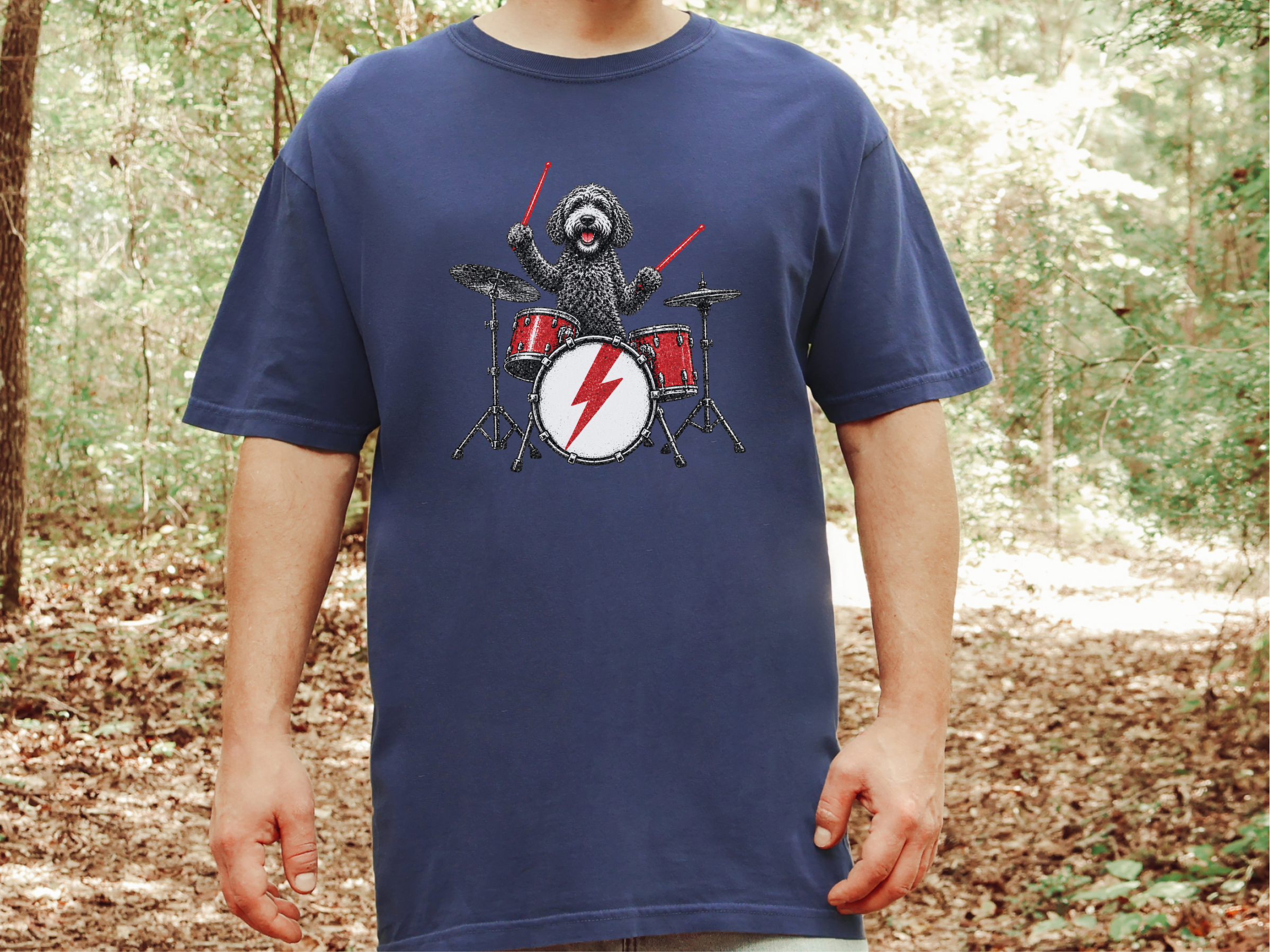 Labradoodle Playing Drums doodle dog shirt - photo 7