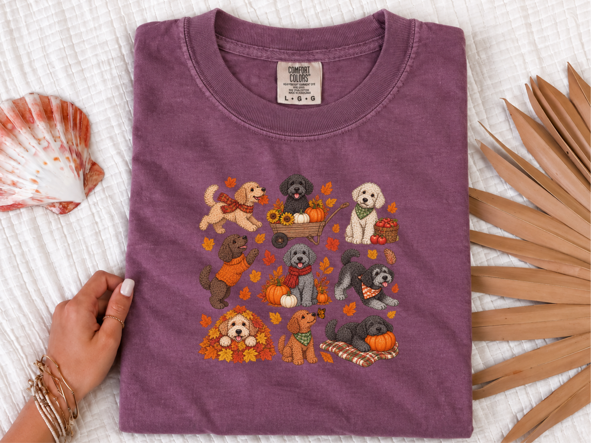 Schnoodle Autumn Fall Activities doodle dog shirt - photo 4