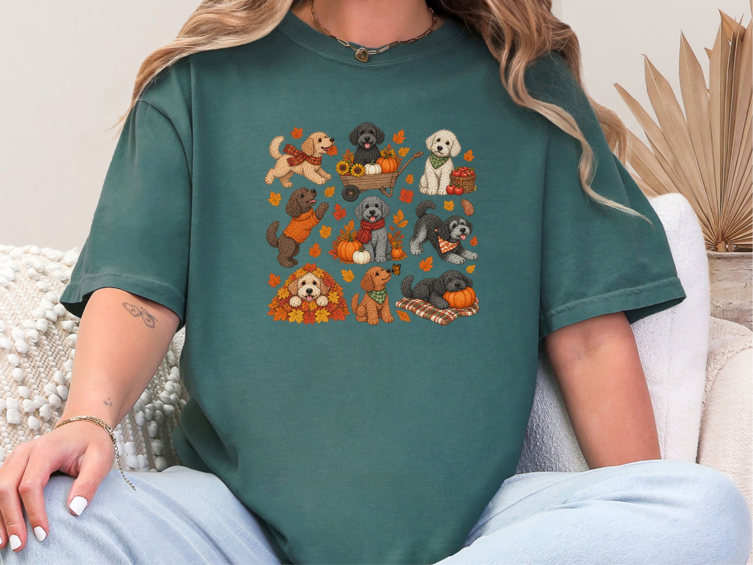 Schnoodle Autumn Fall Activities doodle dog shirt - photo 6
