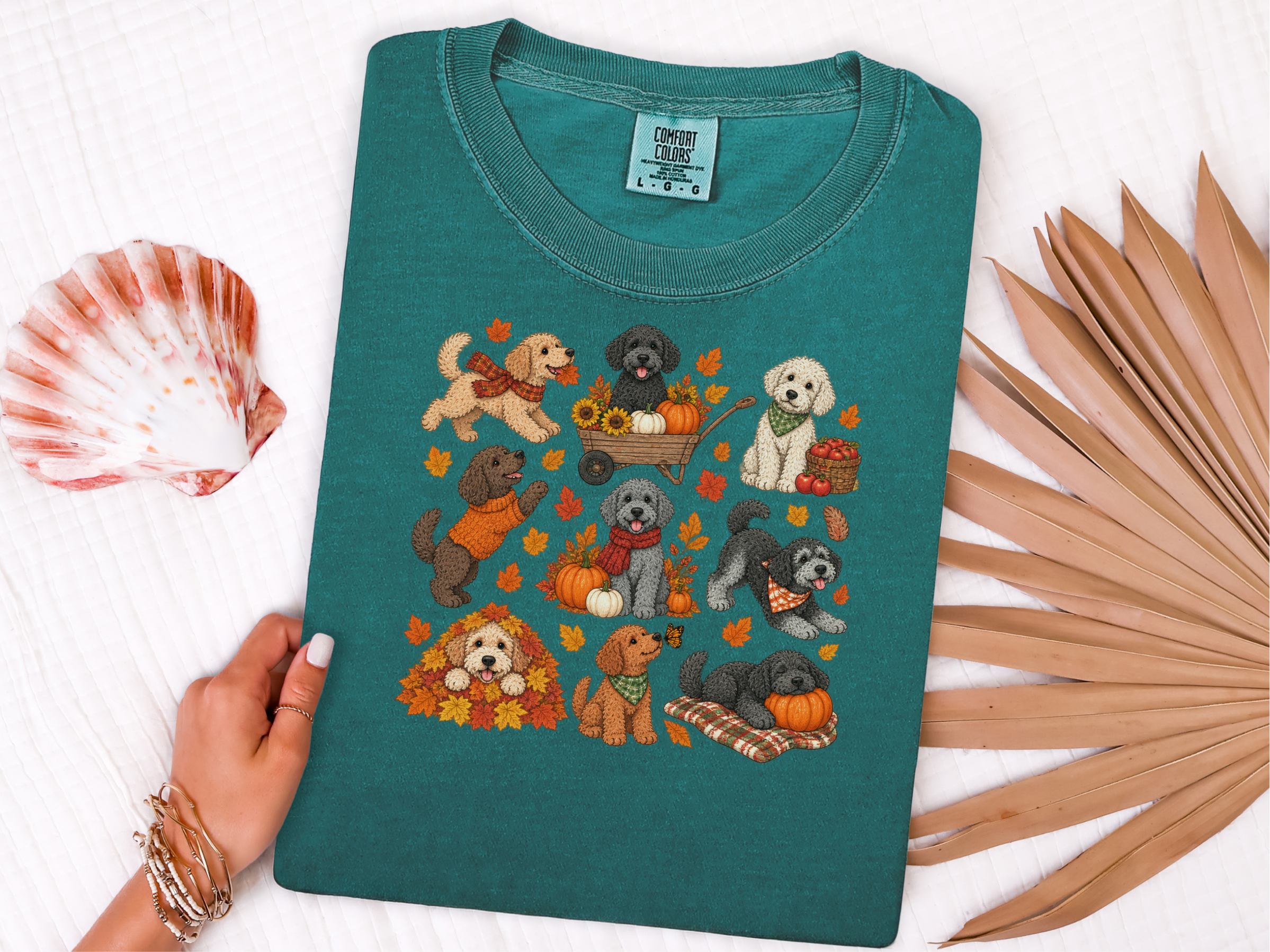 Schnoodle Autumn Fall Activities doodle dog shirt - photo 8