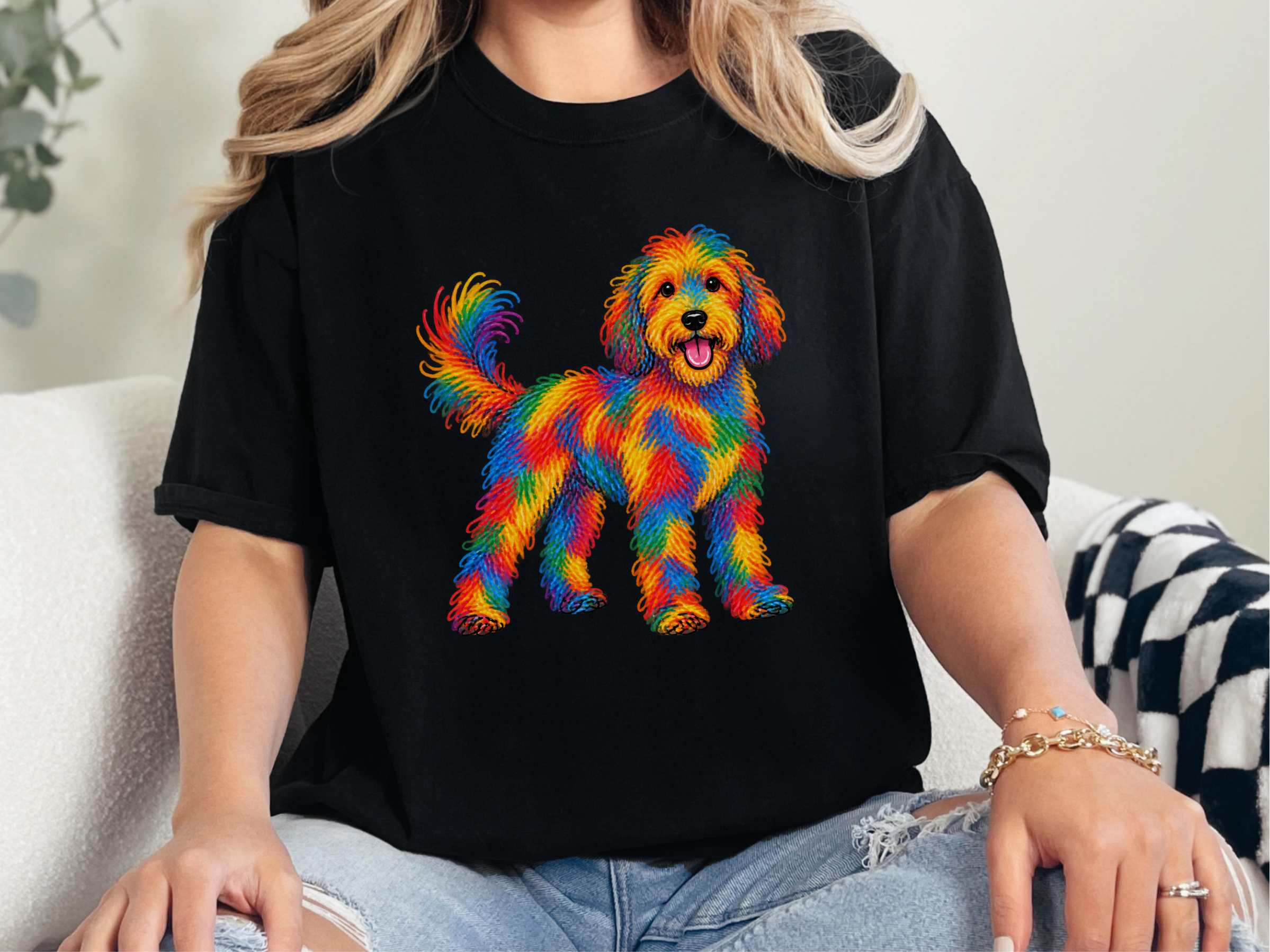 Colorful Rainbow Labradoodle Dog doodle dog shirt - photo 3
