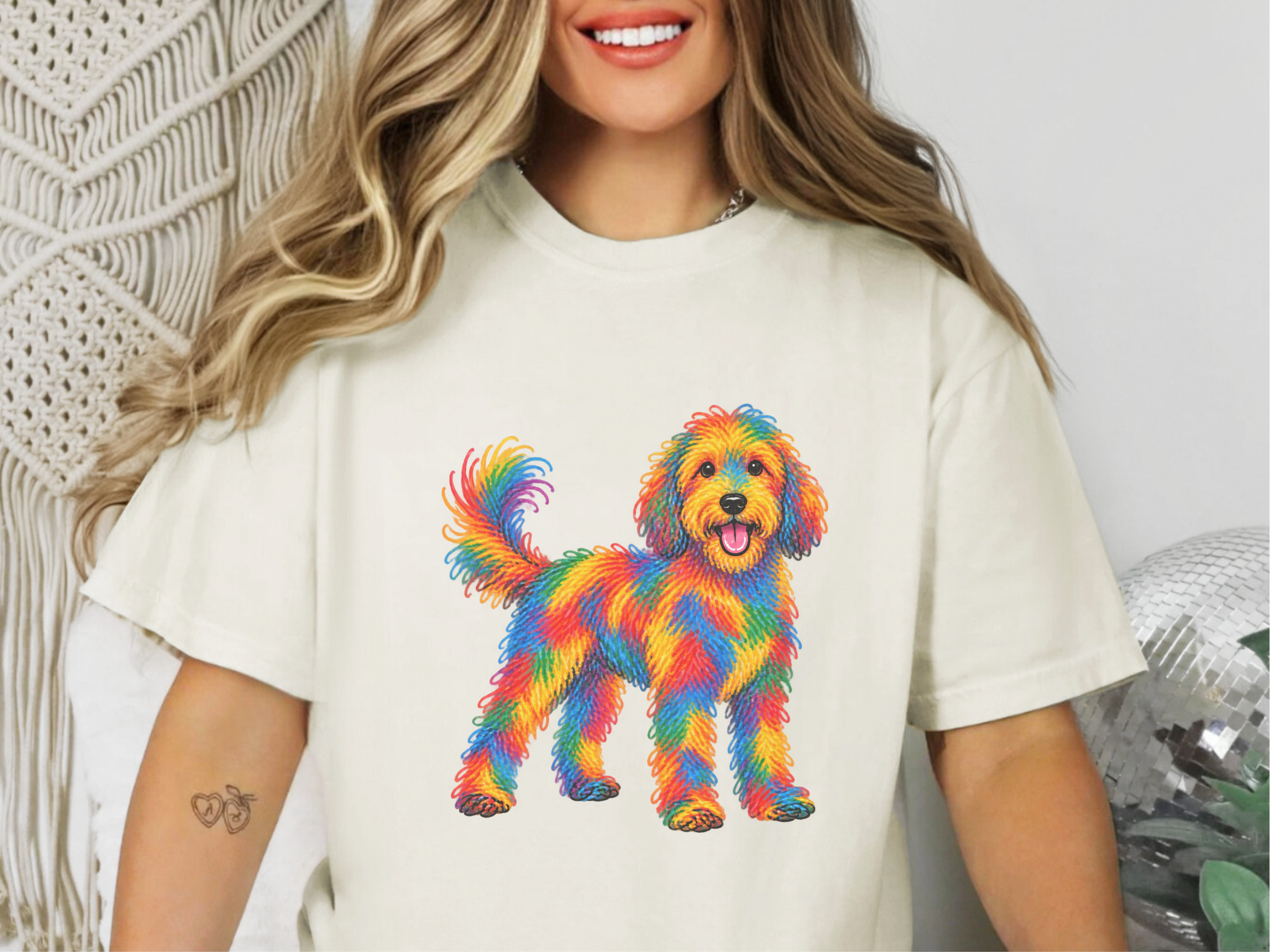 Colorful Rainbow Labradoodle Dog doodle dog shirt - photo 8