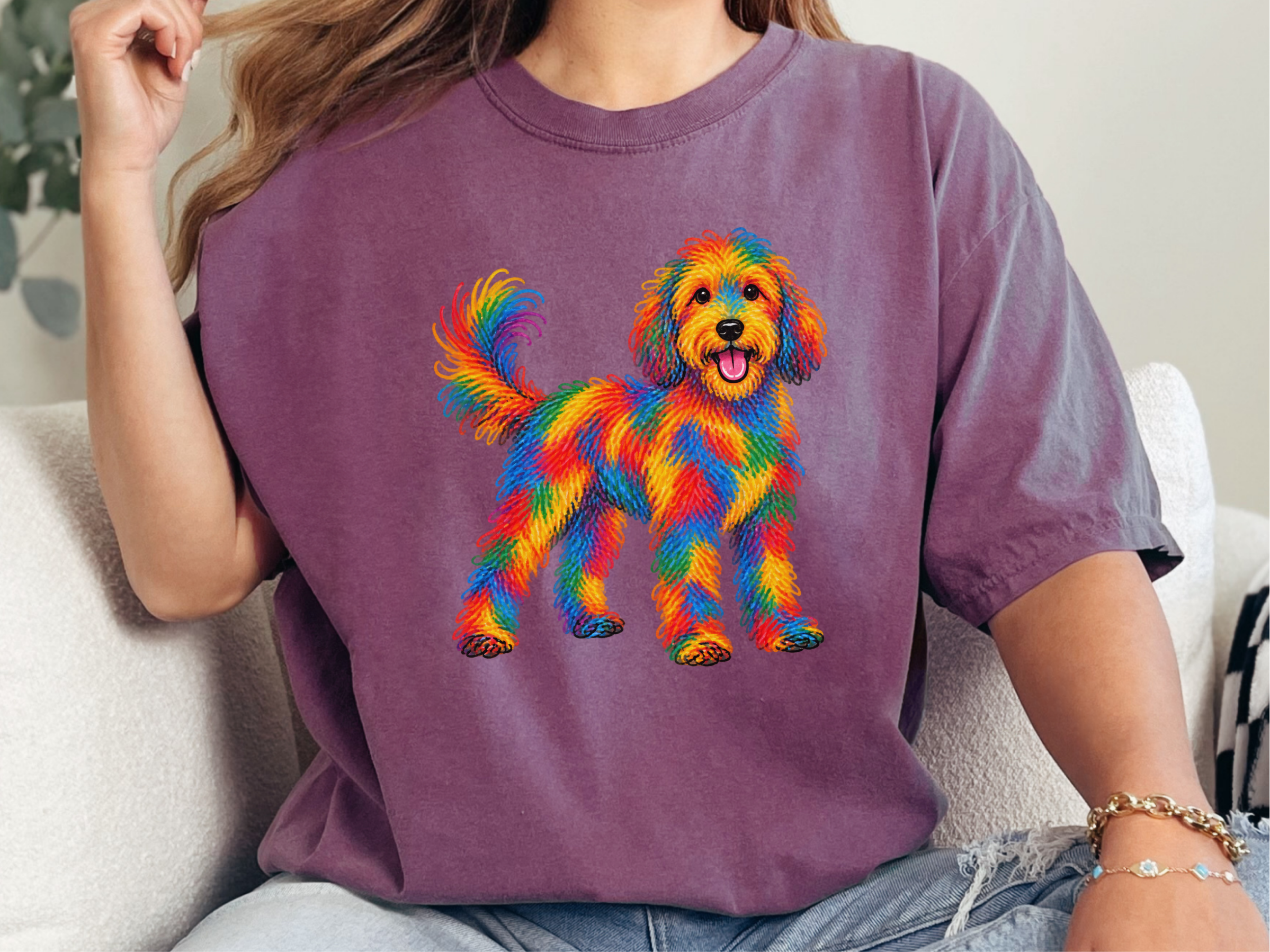 Colorful Rainbow Labradoodle Dog doodle dog shirt - photo 5