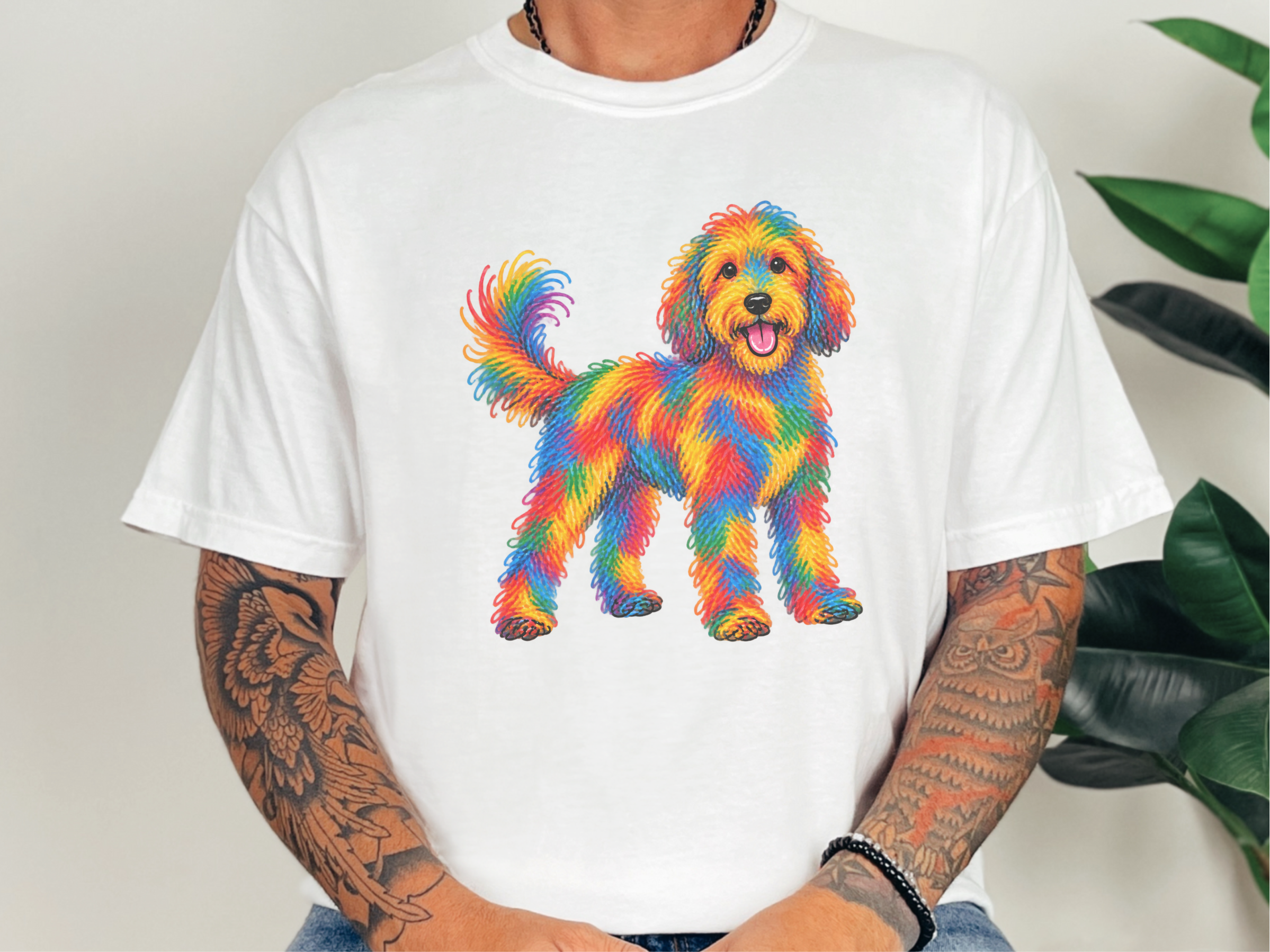 Colorful Rainbow Labradoodle Dog doodle dog shirt - photo 2