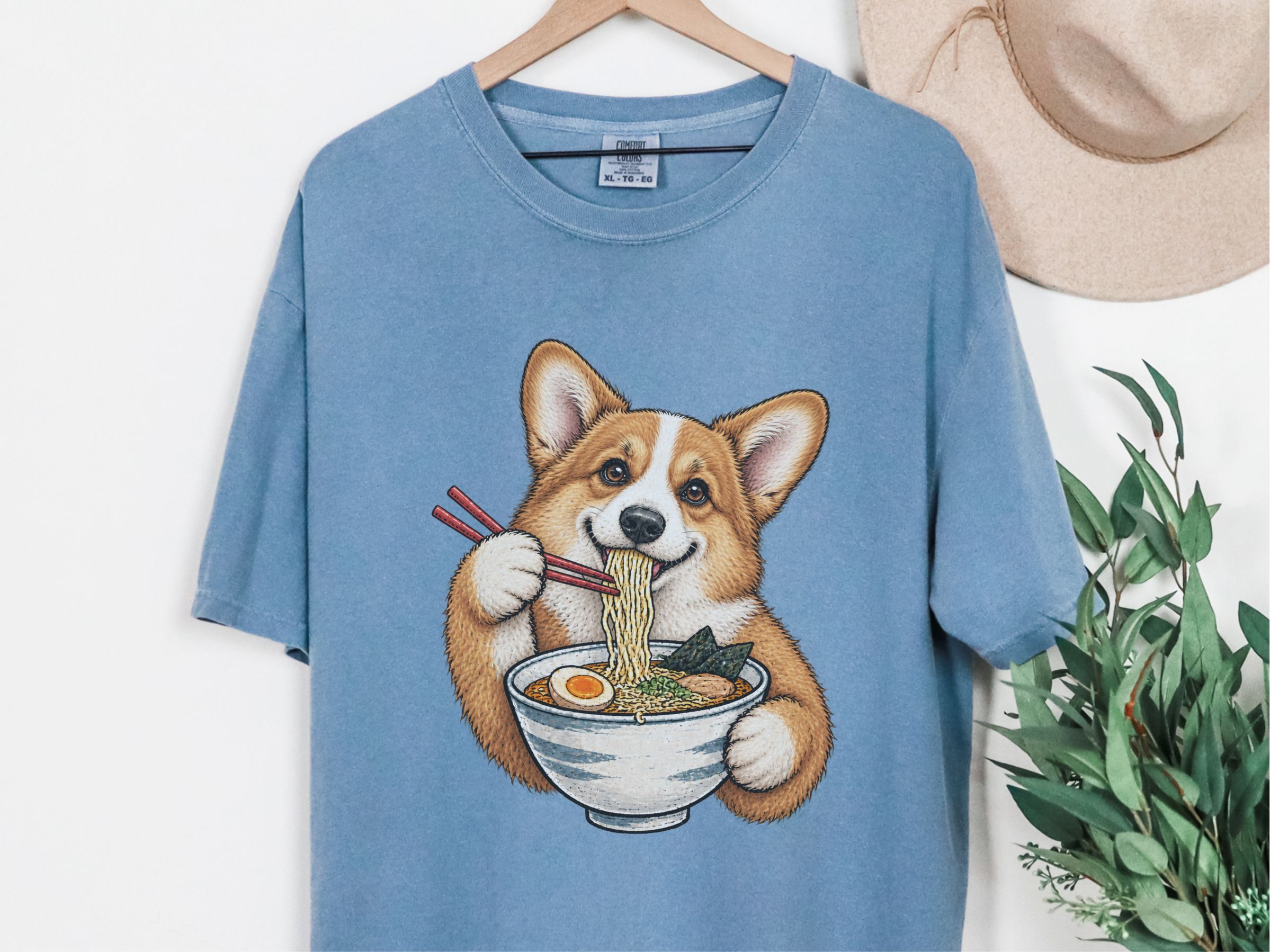 Corgi Eating Ramen Noodles doodle dog shirt - photo 8
