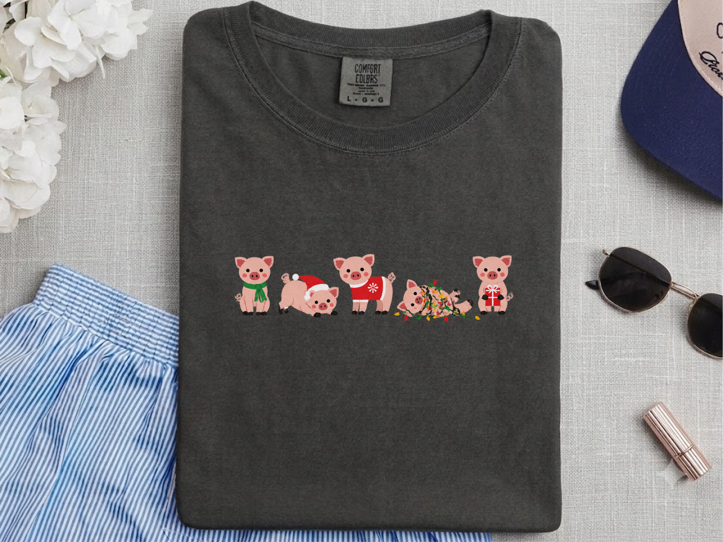 Cute Christmas Pigs Lineup funny shirt - photo 2